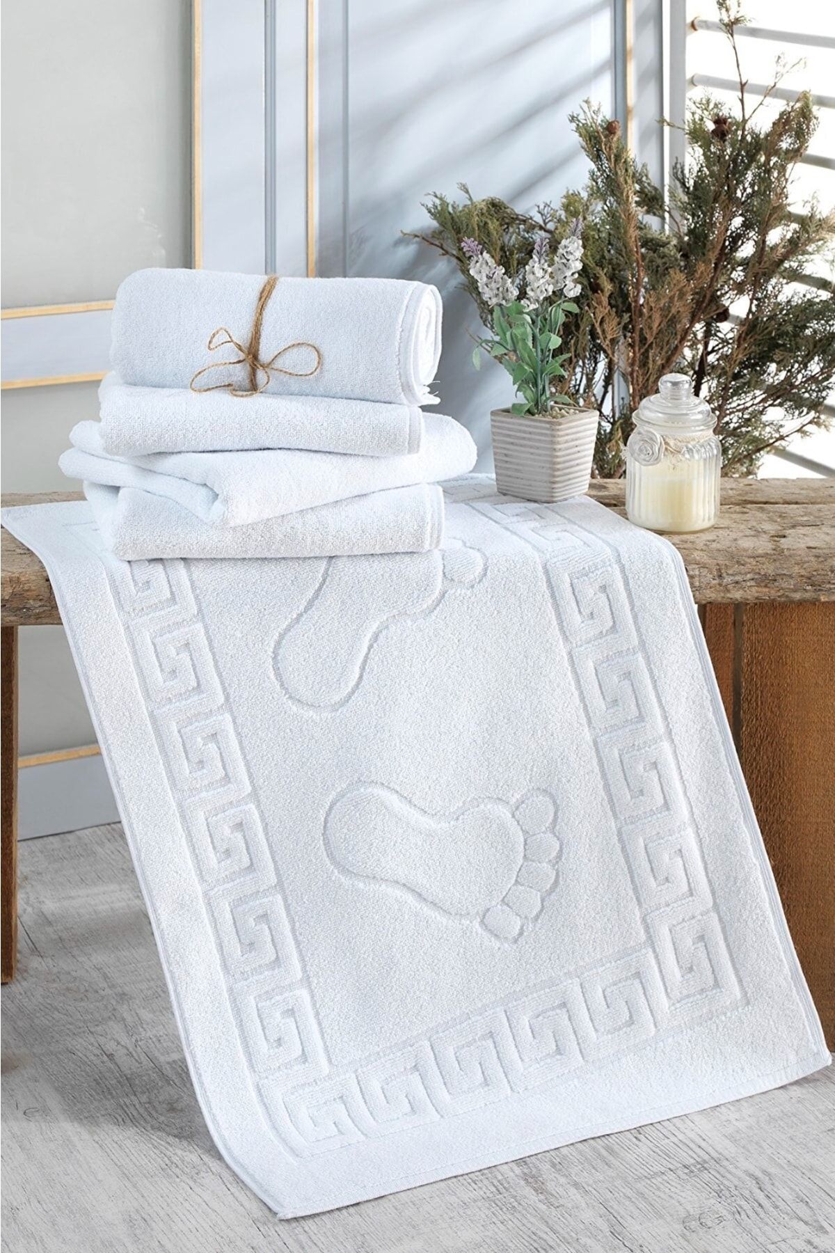 Mariva home Otel Ayak Havlusu 1 Adet Beyaz renk Banyo Paspası 50*70cm pamuklu havlu