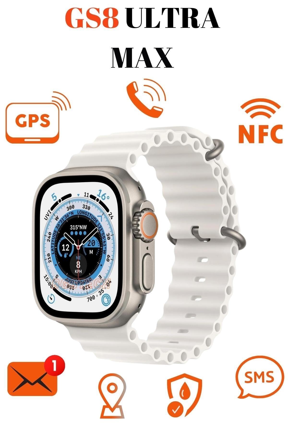 BGGTech Gs 8 Ultra Max Watch 8 Ultra Kasası 49 mm Kordon Kilitli Vidalı ...