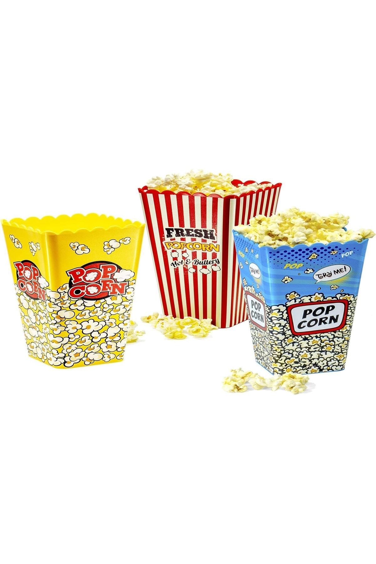 MasterCar 3'lü Set Movie Day Popcorn Patlamış Mısır Kovası - Çerezlik Atıştırmalık Kabı Dikdörtgen Cips Kabı