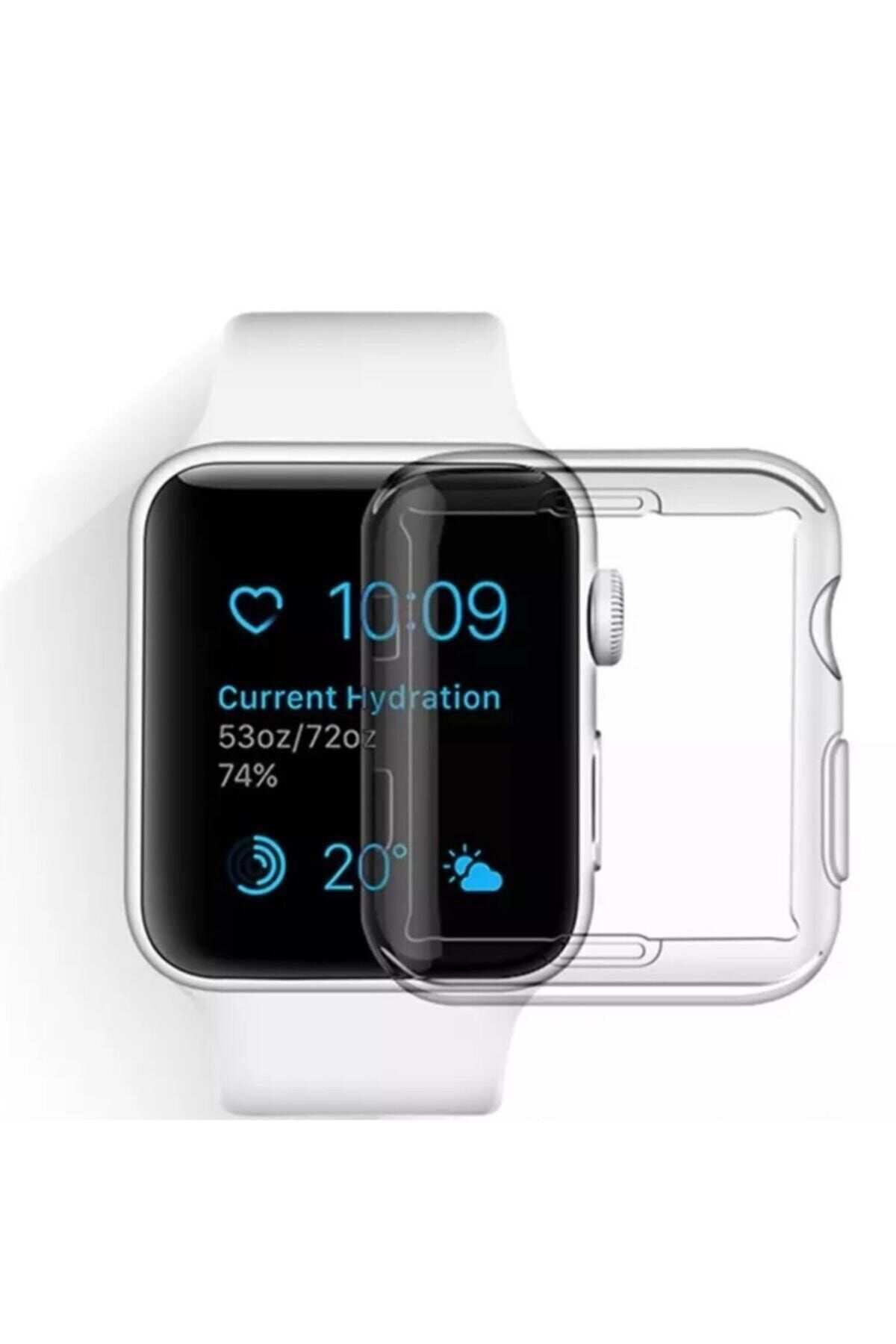ucuzmi Apple Watch 1 2-3 Serisi ( 44mm ) 360 Tam Koruma Şeffaf Silikon Kılıf Premium Model