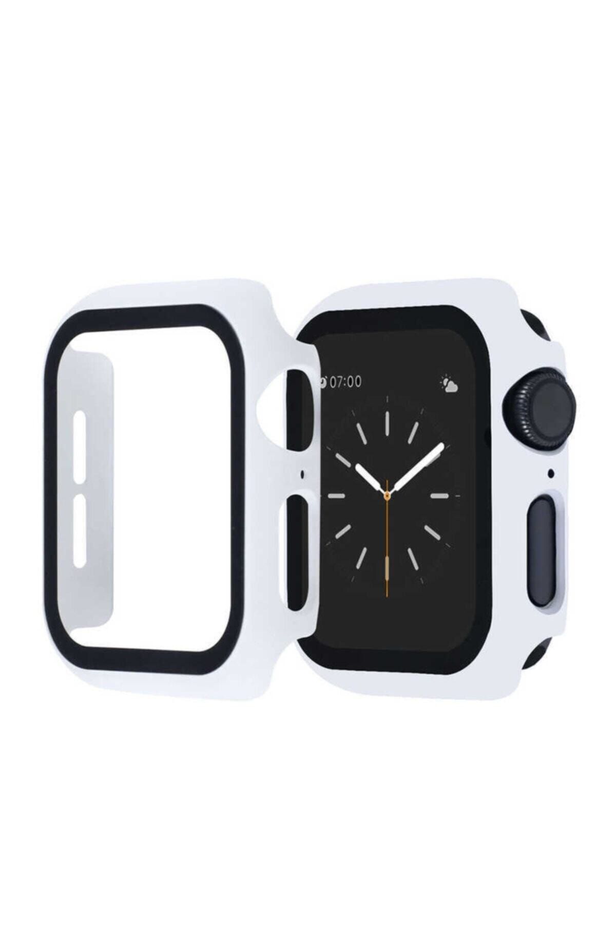 Zore Apple Watch Seri 2 3 4 5 6 44mm Tam Kaplayan Kasa Korumalı Ekran Koruyucu Kırılmaz Cam