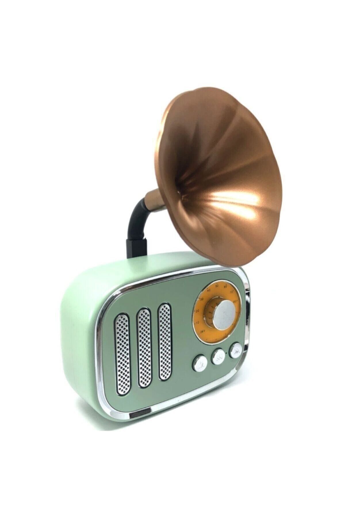 T G Nostalji Retro Mini Gramofon Bluetooth Hoparlör Speaker Yeşil