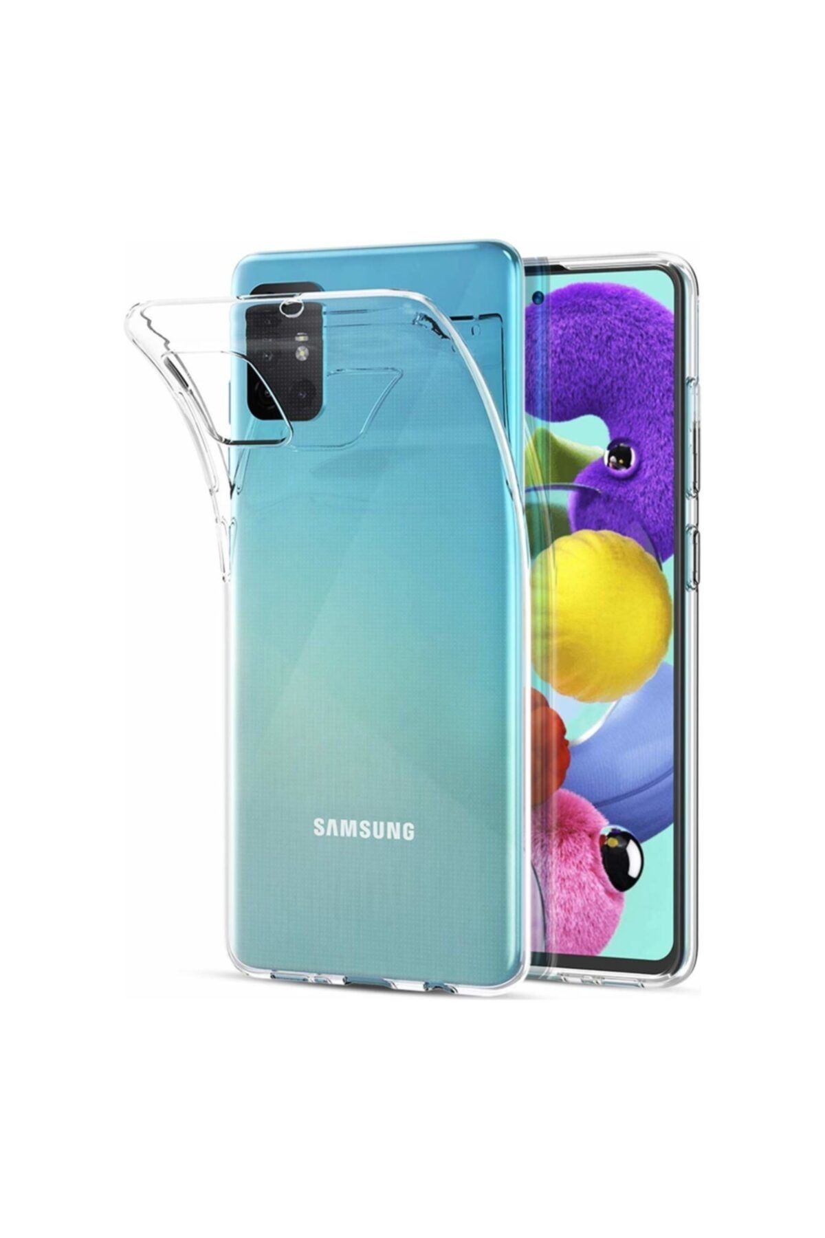 Fibaks Samsung Galaxy A51 Kılıf Ekran Koruyucu Şeffaf Lüx Süper Yumuşak Ince Slim Silikon