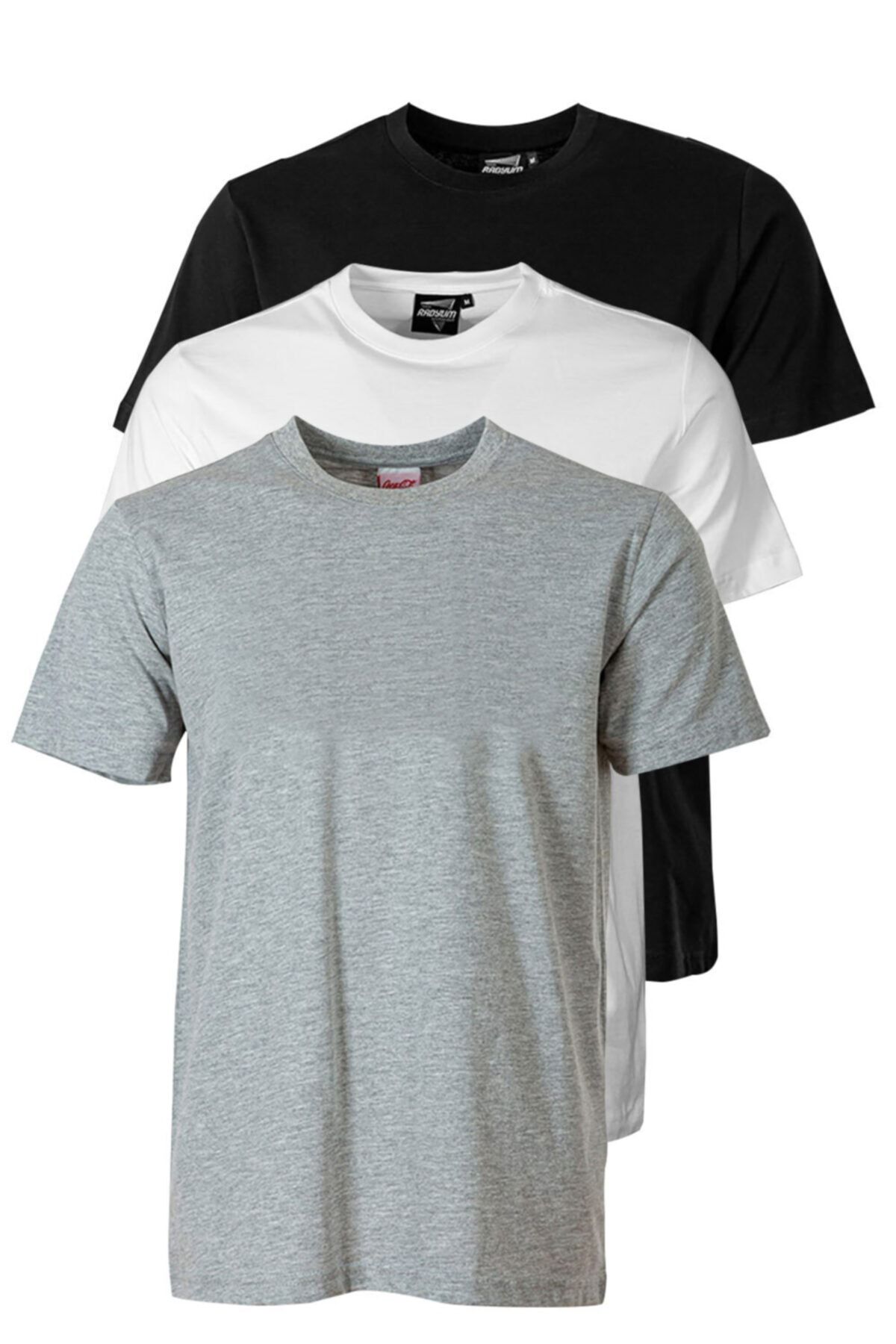Genel Markalar Erkek Gri Sıfır Yaka T-shirt 3'lü Paket