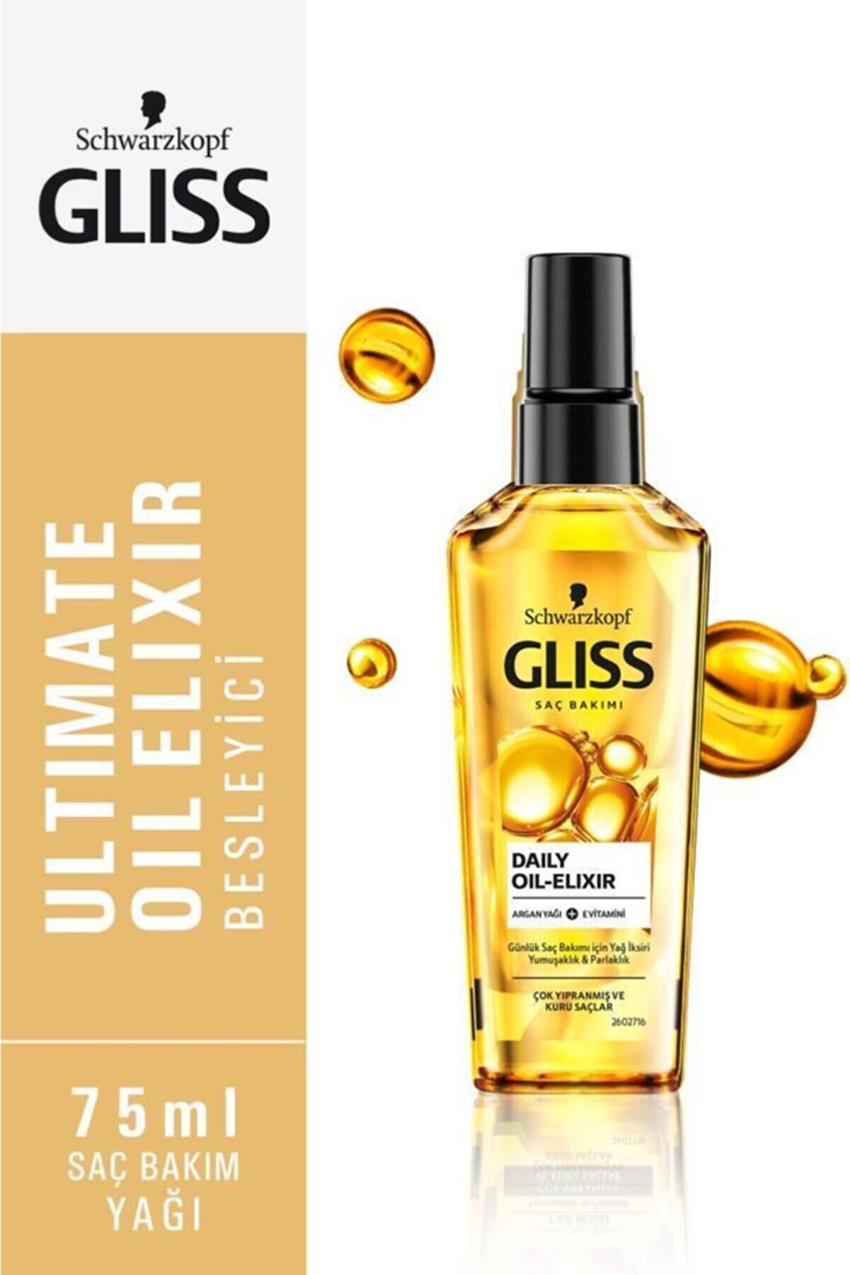 Gliss Ultimate Oil Elixir Besleyici Yağ Iksiri - Aminoasit Ve Argan Yağı Ile 75 ml