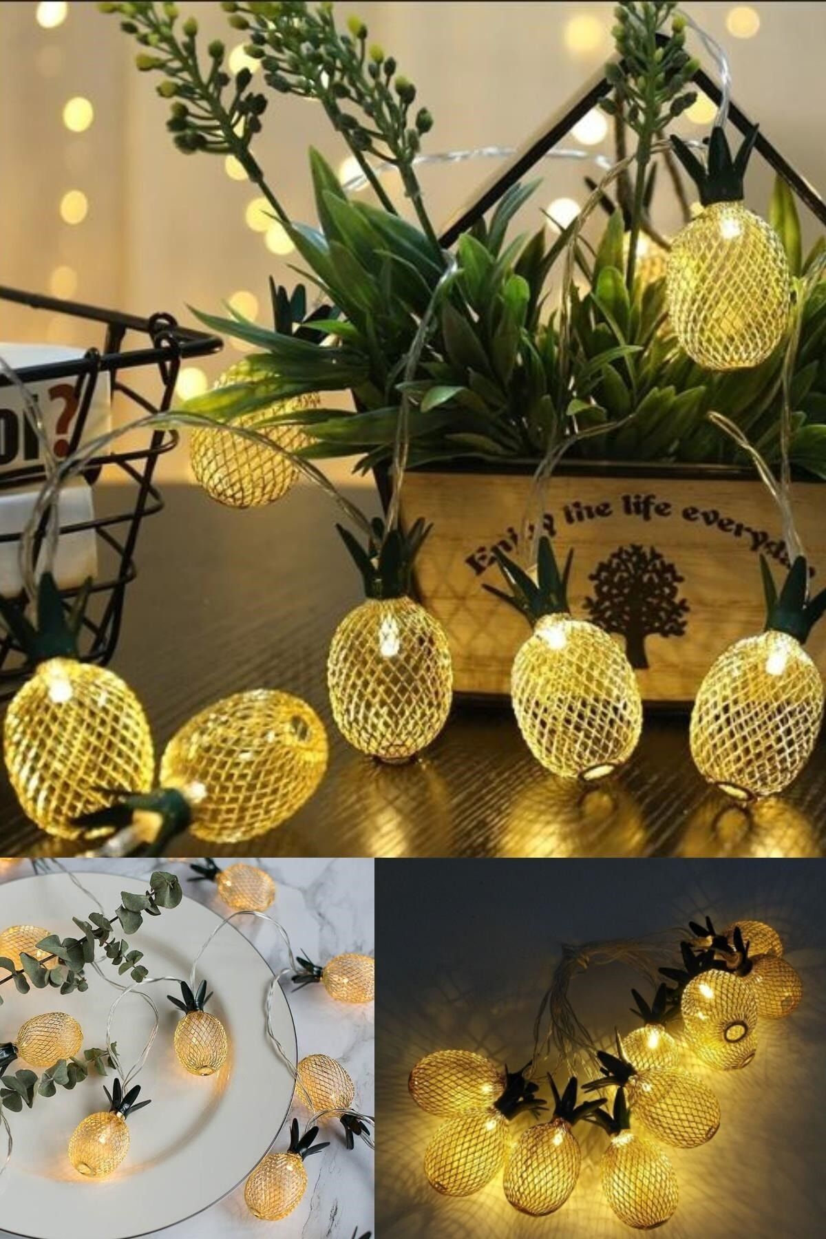 Genel Markalar Dekoratif Pilli Pineapple Ananas Pilli Şerit Led Işık (1 Metre)
