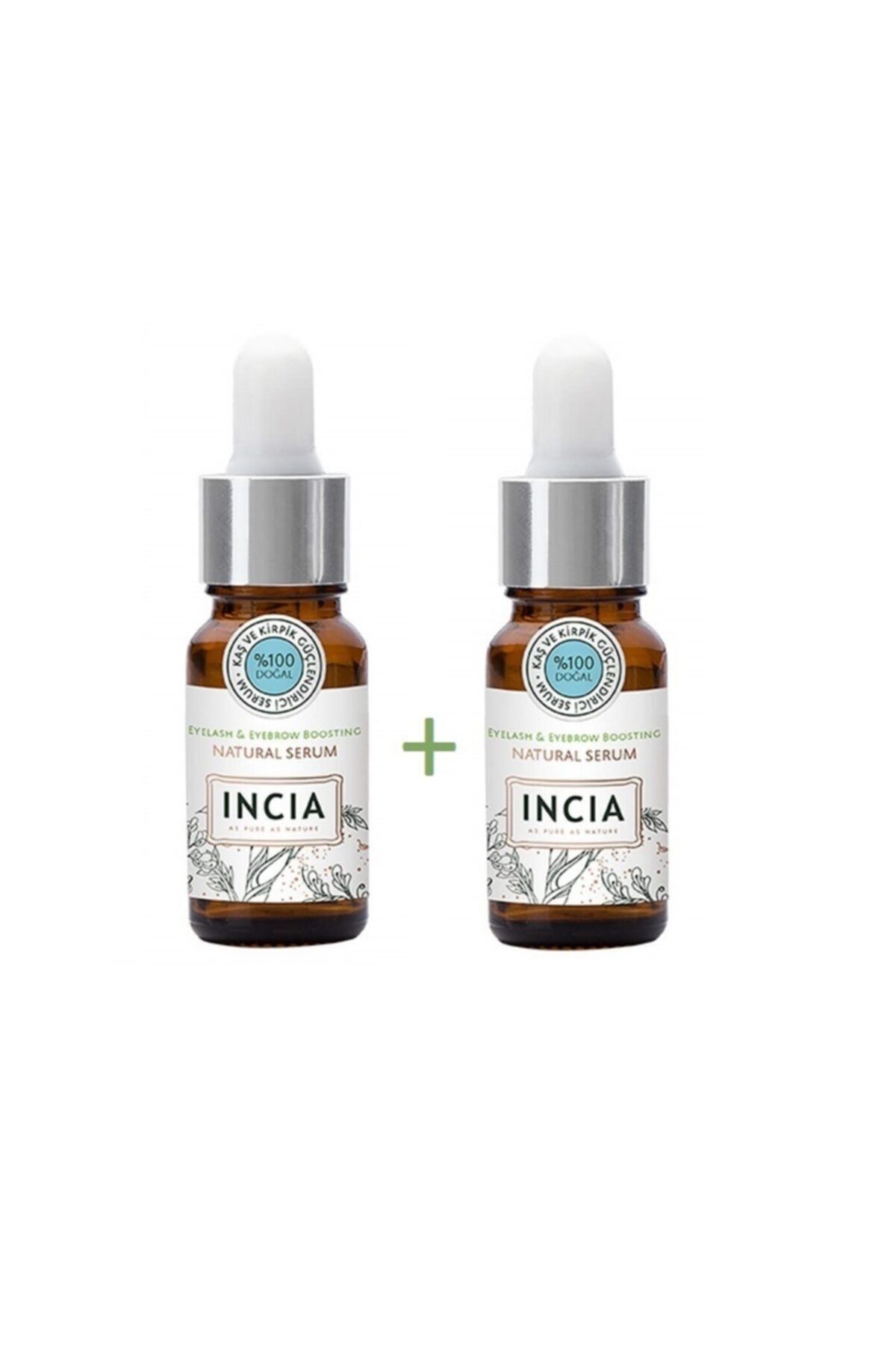 INCIA %100 Doğal Kaş ve Kirpik Güçlendirici Serum Bitkisel Yoğunlaştırıcı Yoğun Bakım Yağı 10ml X 2 Adet