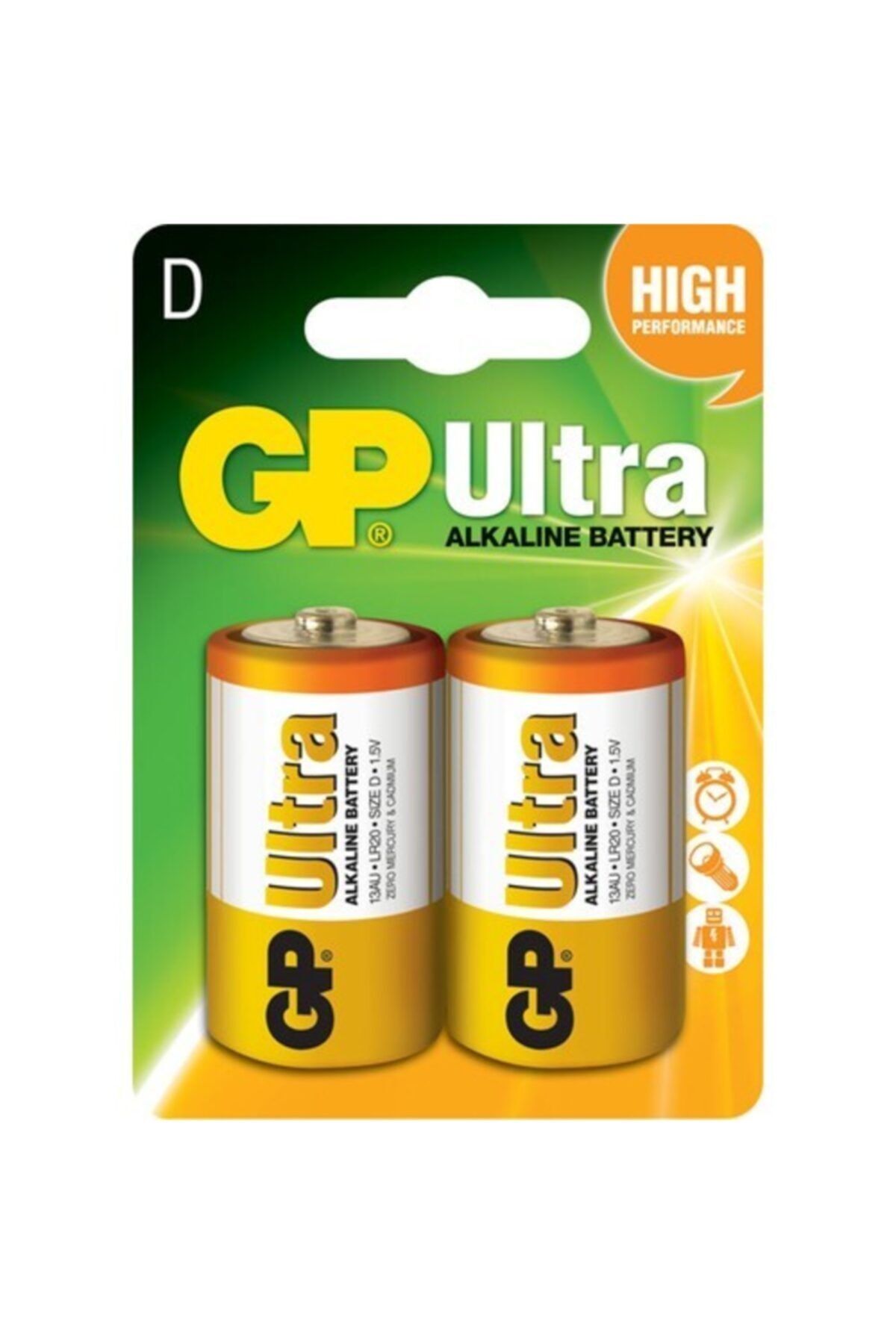GP Batteries Gp Ultra Alkalin 2'li D Boy Kalın Pil (GP13AU-2U2)
