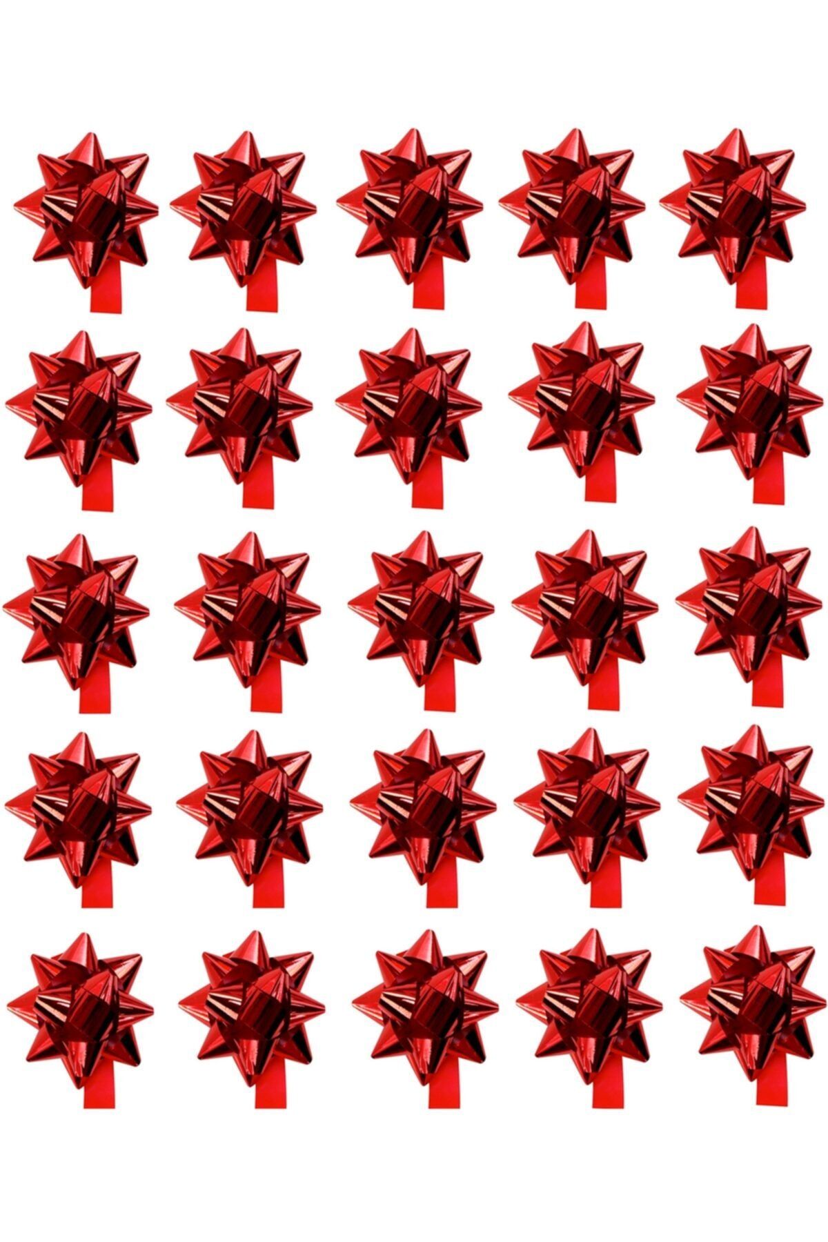 Happyland Sevgililer Günü Hediye Paketi - Hediye Kutusu Süsleme Kırmızı Metalik Fiyonk Süs Çekçek 25 Adet