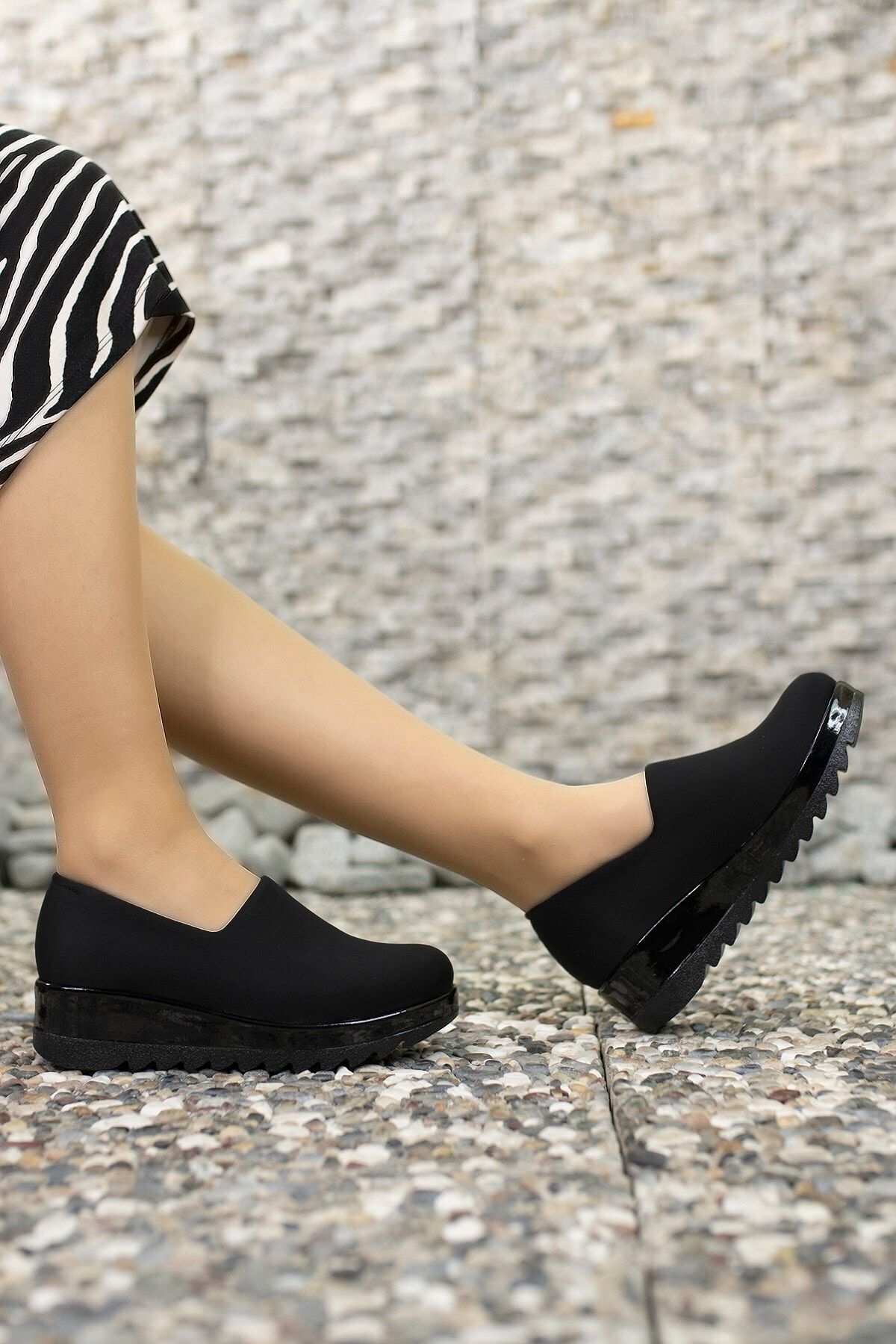 Riccon Kadın Siyah Rugan Günlük Ayakkabı