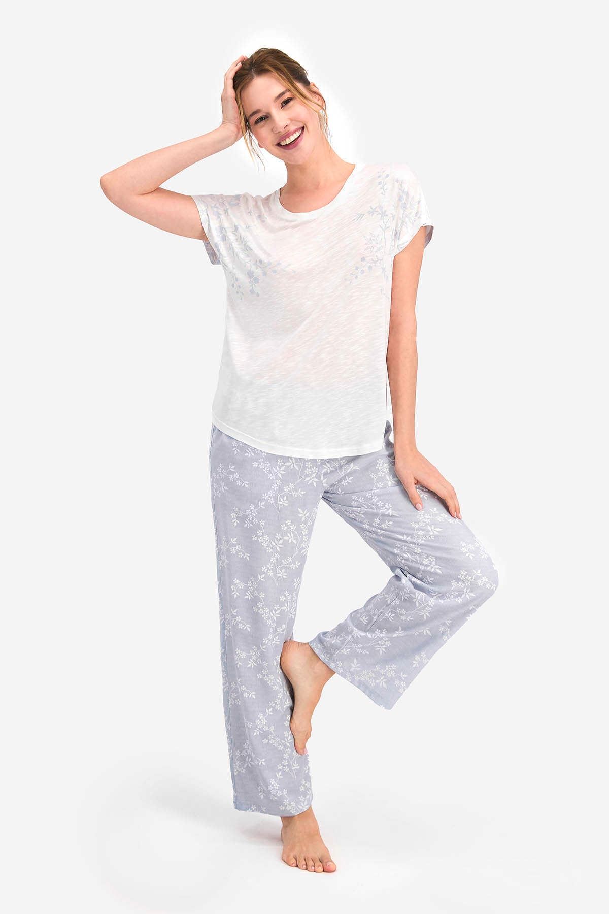 Pierre Cardin Flowering Krem Kadın Kısa Kol Pijama Takımı