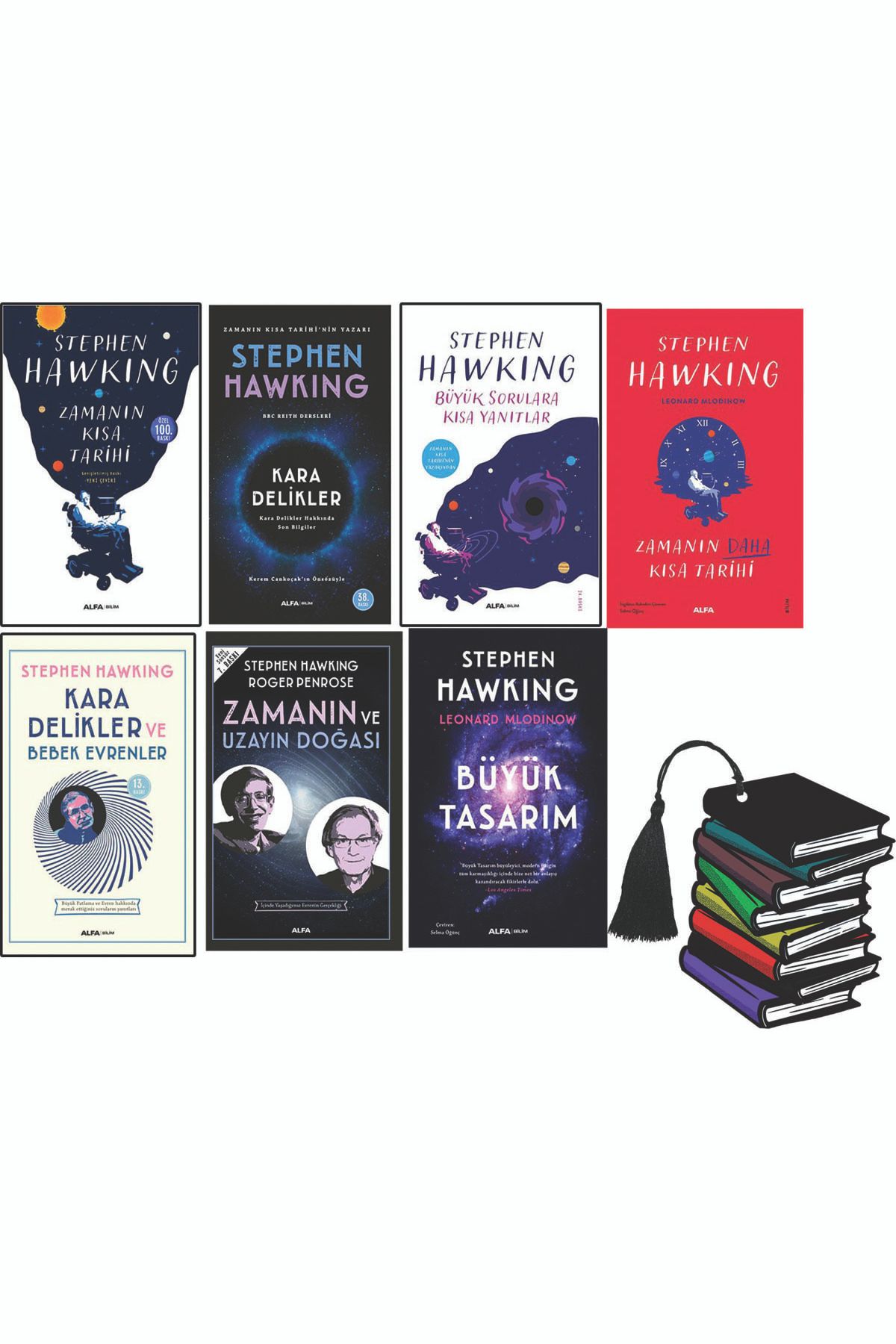 Alfa Yayınları Stephen Hawking - Zamanın Kısa Tarihi - Kara Delikler -7 Kitap Full Set- Yırtılmaz Ayraç Hediye