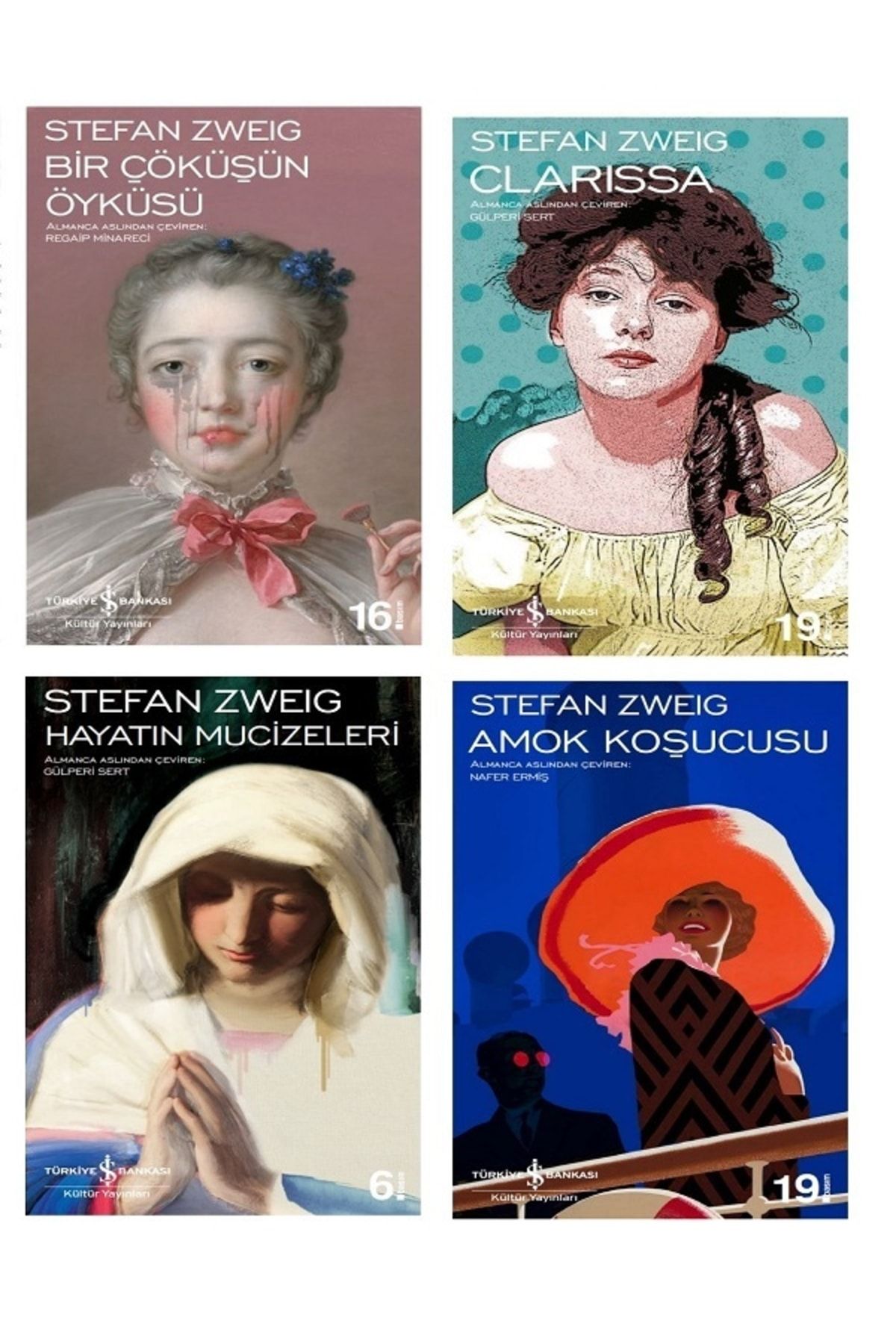Türkiye İş Bankası Kültür Yayınları Stefan Zweig Seti – Bir Çöküşün Öyküsü – Clarissa – Amok Koşucusu – Hayatın Mucizeleri