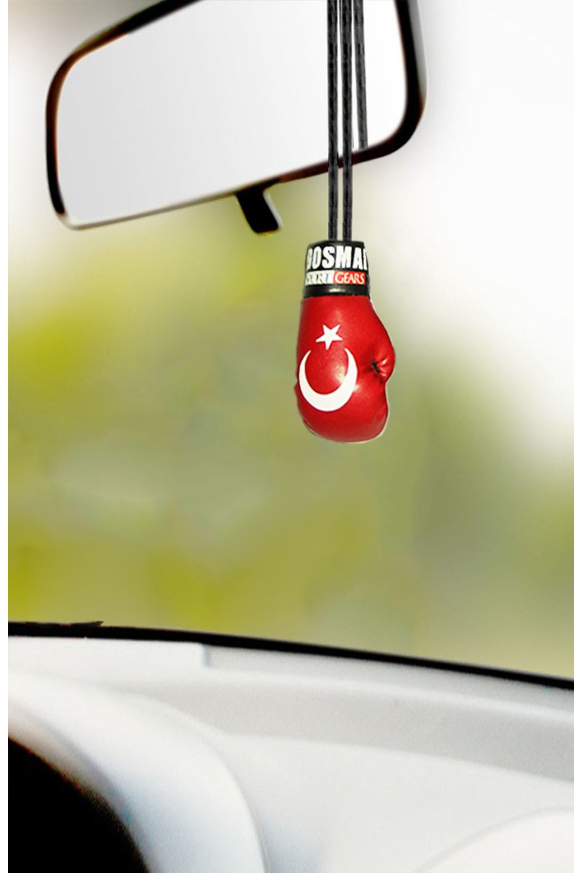 DO-SMAI Mini Boks Eldiveni El Yapımı Türk Bayrağı Baskılı Dikiz Aynası Süsü Hkbe997