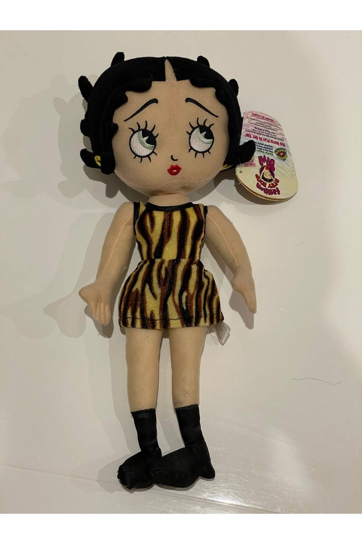 BENİMOLMALI Peluş Betty Boop Oyuncak, Peluş Oyuncak Betty Boop, 38cm, Zebra Giyimli