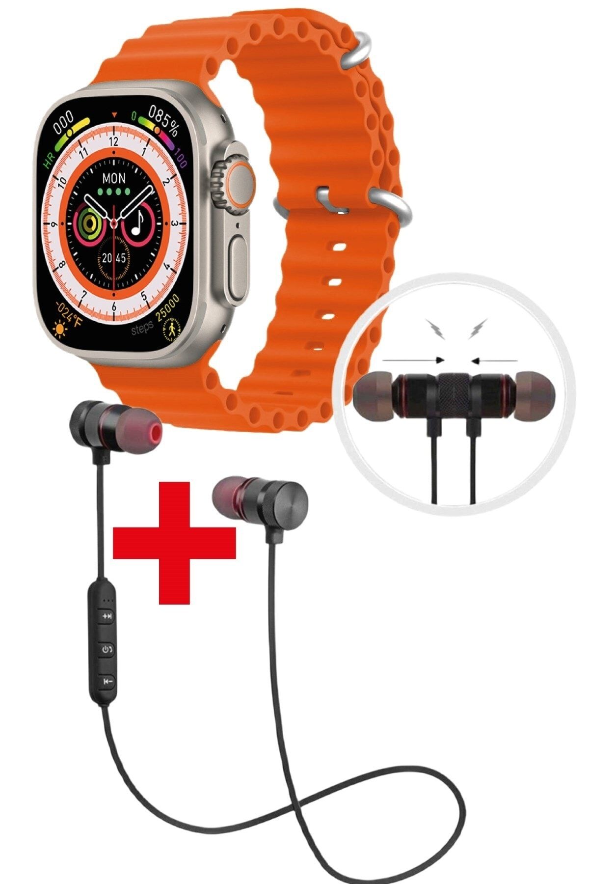 pazariz Gs8 Watch 8 Ultra Akıllı Saat Turuncu Watch Sport Bluetooth Kulaklık Hediye