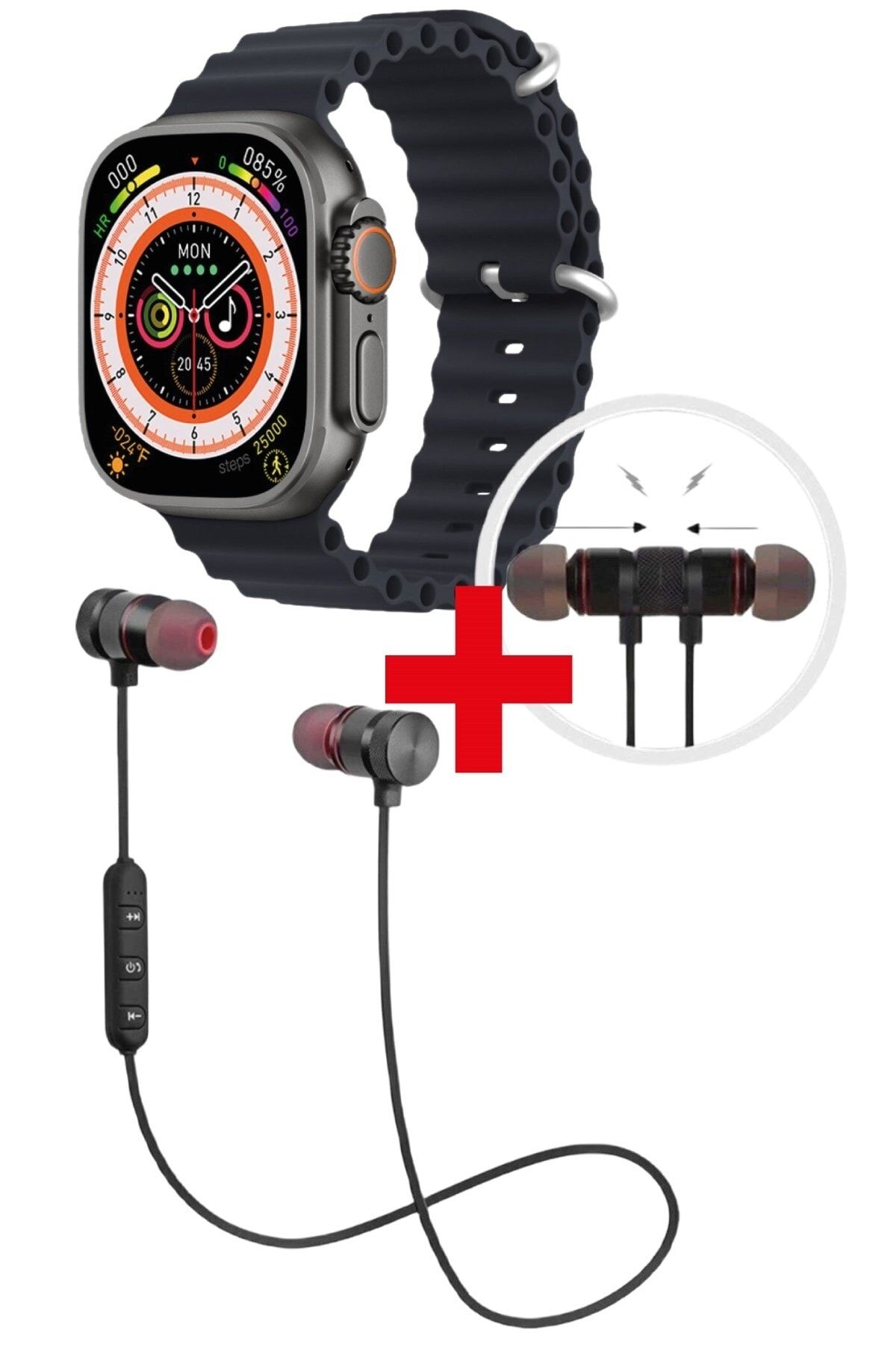 pazariz Gs8 Watch 8 Ultra Akıllı Saat Siyah Watch 2.02 Inc Sport Bluetooth Kulaklık Hediye