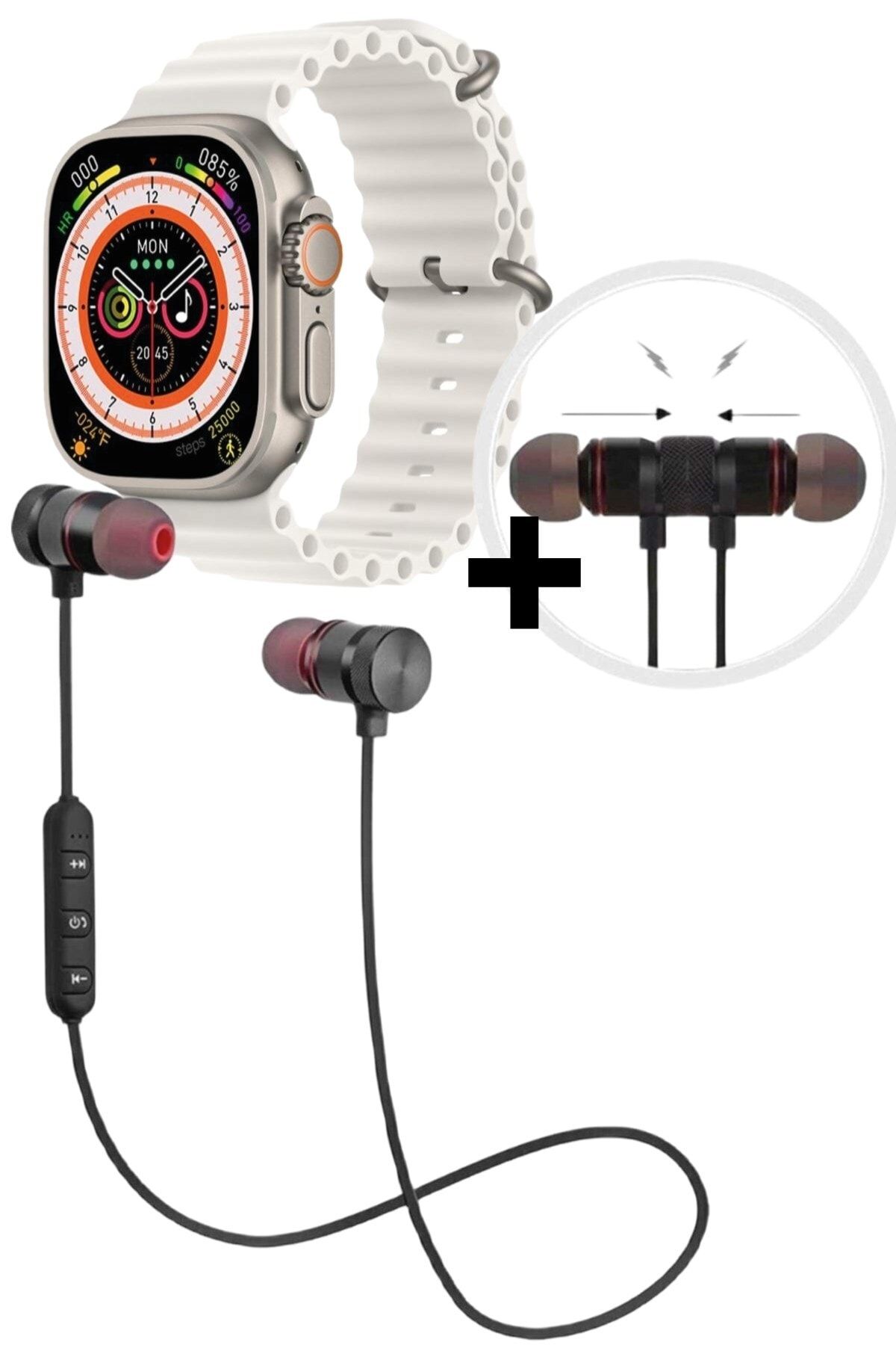 pazariz Gs8 Watch 8 Ultra Akıllı Saat Beyaz Watch + Sport Bluetooth Kulaklık Hediye