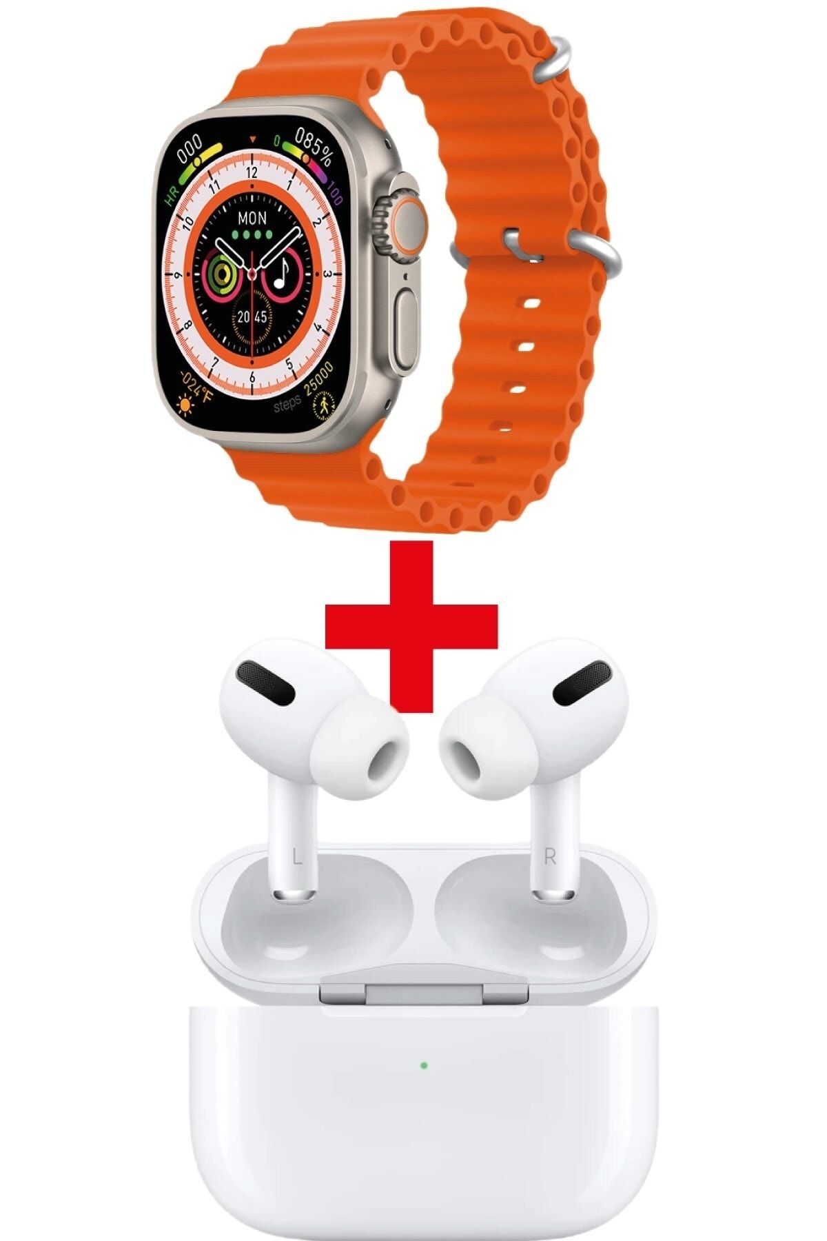 pazariz Gs8 Watch 8 Ultra Akıllı Saat Turuncu Watch Inc Beyaz Pro5 Benzeri Bluetooth Kulaklık Hediye