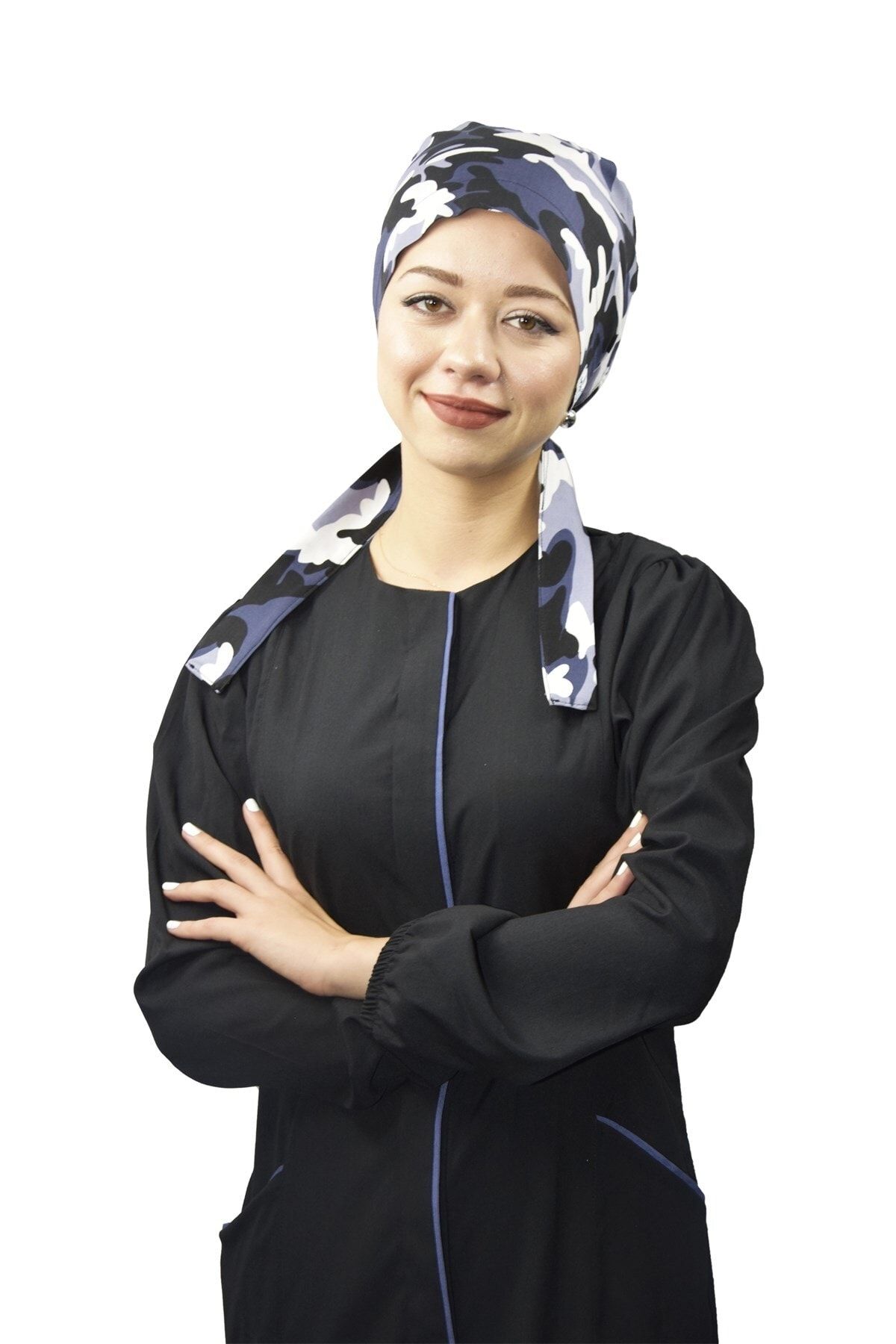 Nur Ortopedi Kadın Tesettür Kamuflaj Desenli Doktor Hemşire Hastane Aşçı Cerrahi Tesettür Bonesi