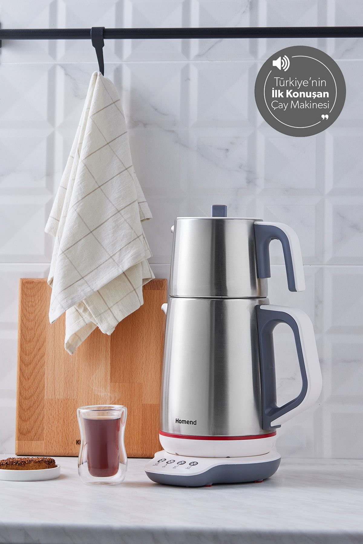 HOMEND Royaltea 1709h Konuşan Çay Makinesi Inox Beyaz