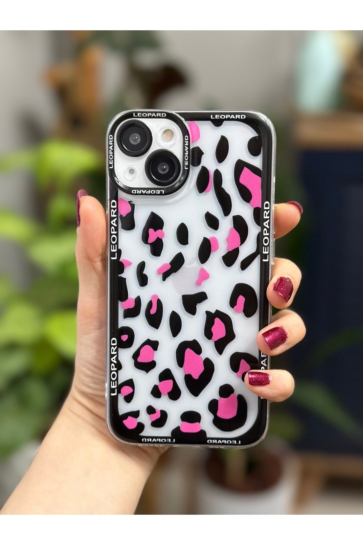 Go Aksesuar Iphone 13 Uyumlu Leopar Baskılı Kamera Korumalı Kılıf