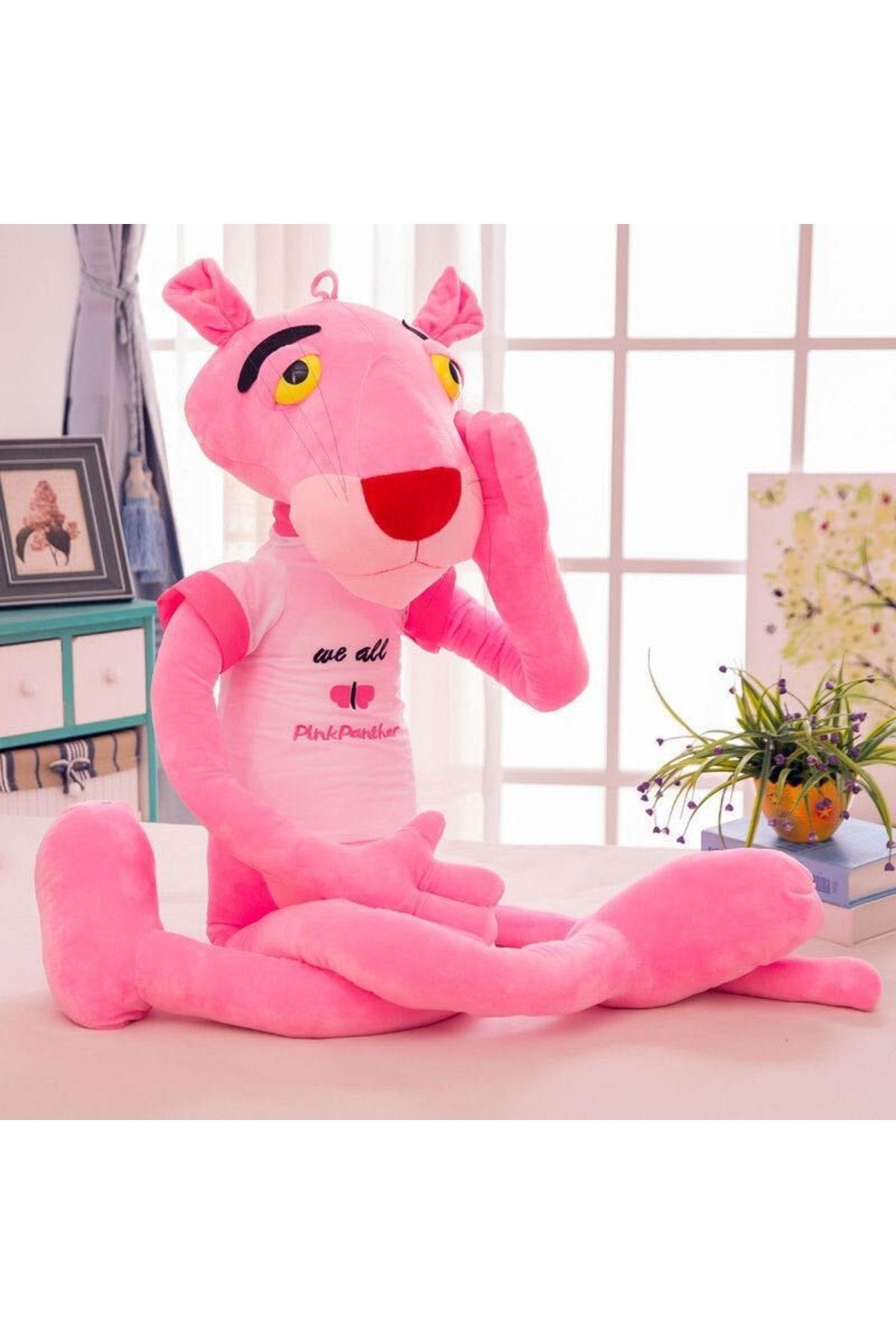 e-life Ithal Kumaş Efsane The Pink Panther Pembe Panter Aksiyon Figür Tişörtlü Peluş Oyuncak 80 Cm