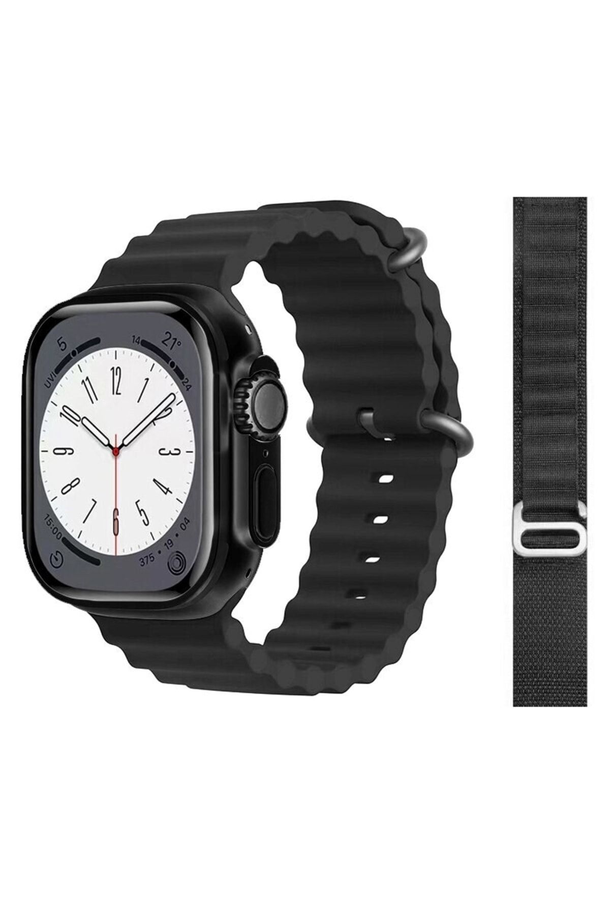 pazariz Gs8 Watch 8 Ultra Akıllı Saat Siyah Türkçe Watch 2.02 Inc Siyah Kordon Hediye