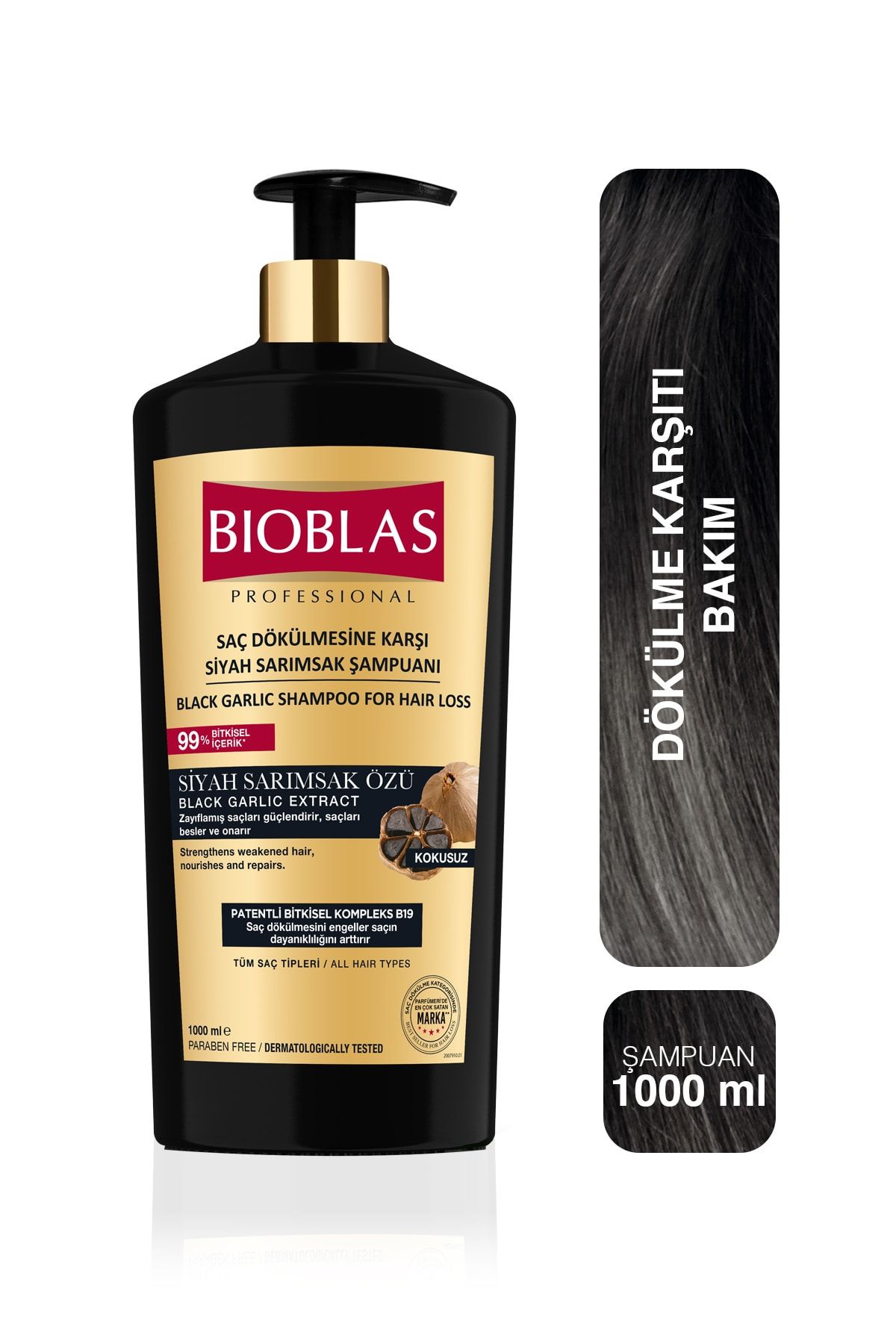 Bioblas Siyah Sarımsaklı Şampuan 1.000 ml - Dökülme Karşıtı Besleyici & Onarıcı Şampuan