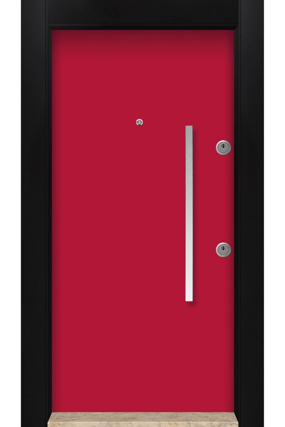 MONO ÇELİK KAPI SİSTEMLERİ Mono Çelik Kapı Mn-6032 Sol Kırmızı Dış Iklim Kapısı , Yağmur'a Ve Güneşe Dayanıklı Çelik Kapı