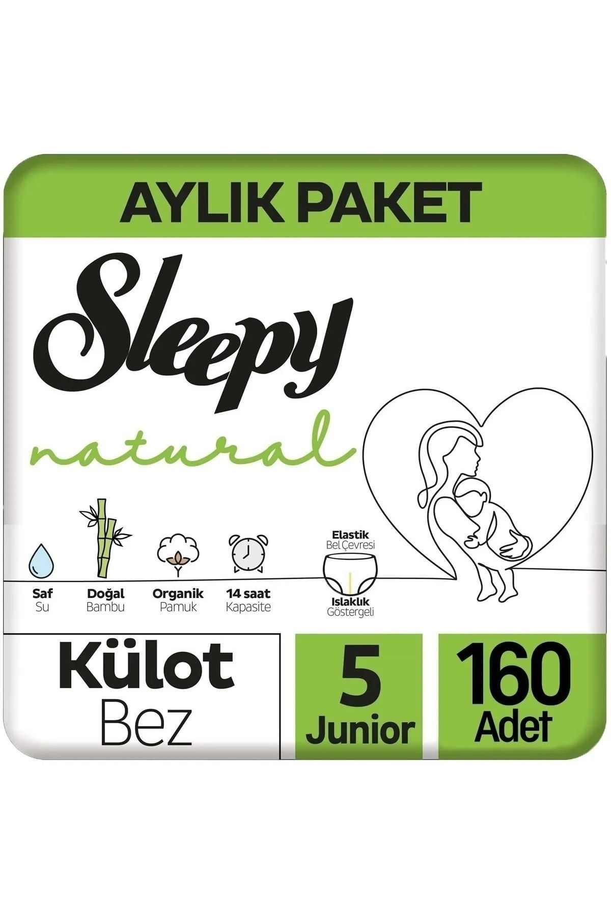 Sleepy Natural Külot Bebek Bezi 5 Beden Junior 4x2'li Jumbo 160 Adet