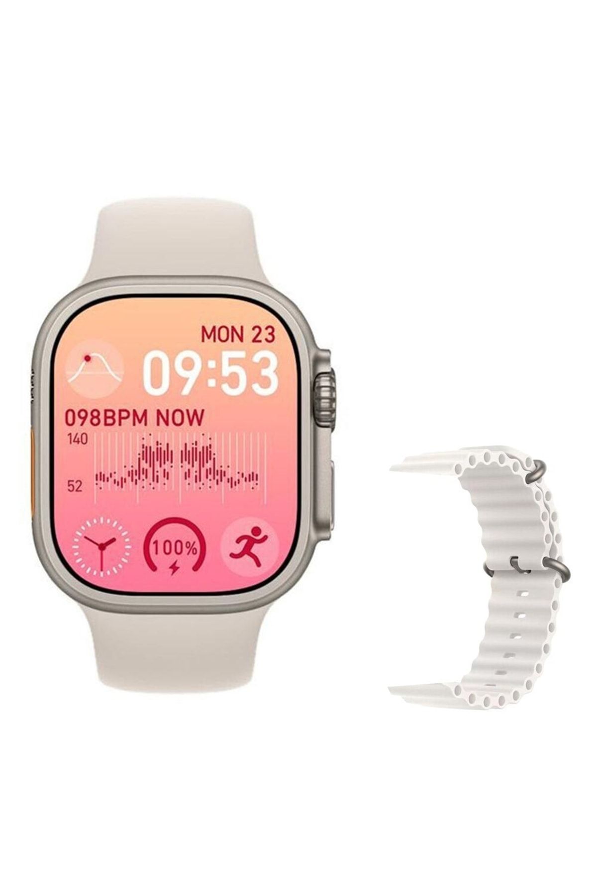 pazariz Gs8 Watch 8 Ultra Akıllı Saat Beyaz Türkçe Watch 2.02 Inc Beyaz Slikon Kordon Hediye