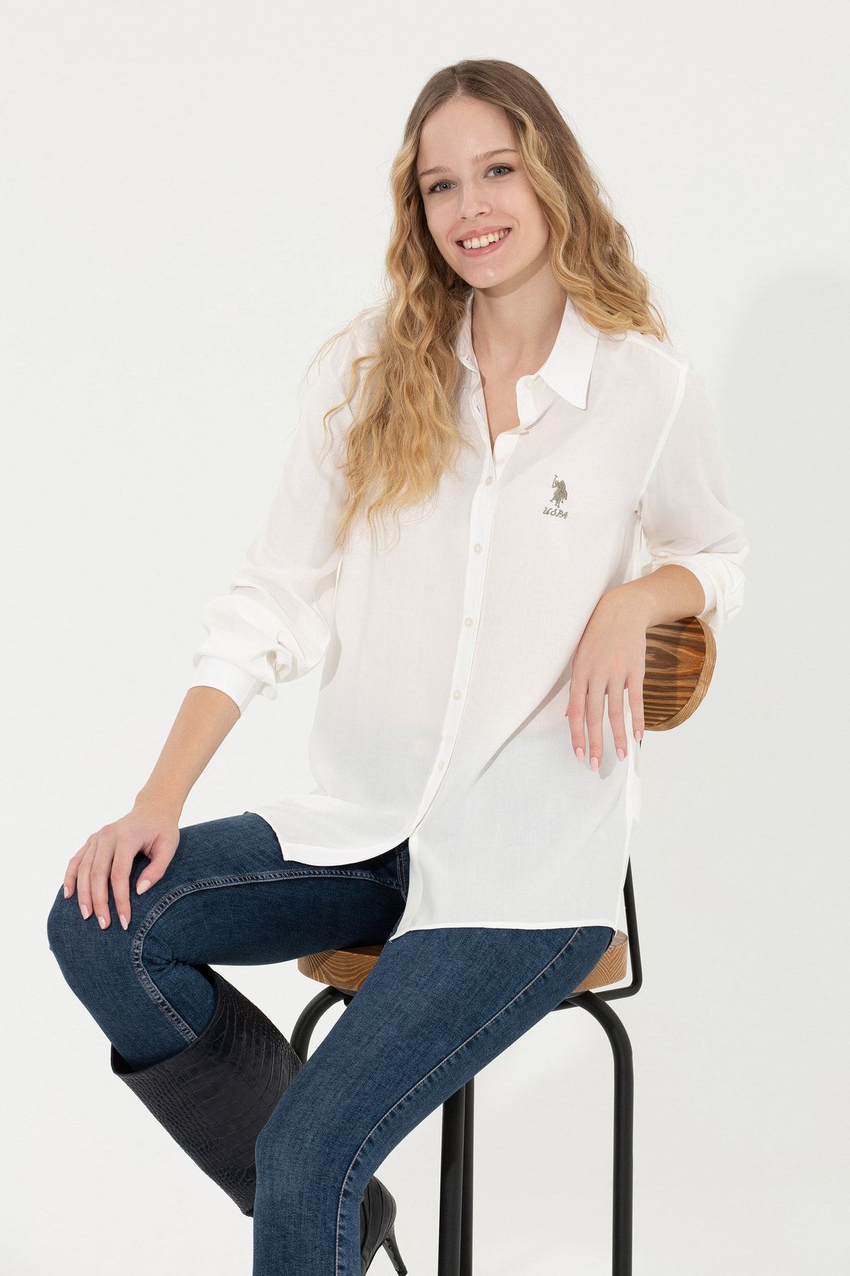U.S. Polo Assn. Beyaz Kadın Gömlek