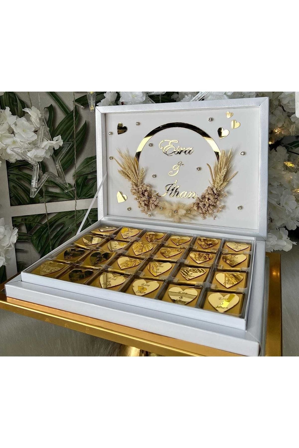 Evsay Kız Isteme Çikolatası Kişiye Özel Madlen Kutu Içerisinde Kişiye Özel 72 Adet Etiket Tasarımlı