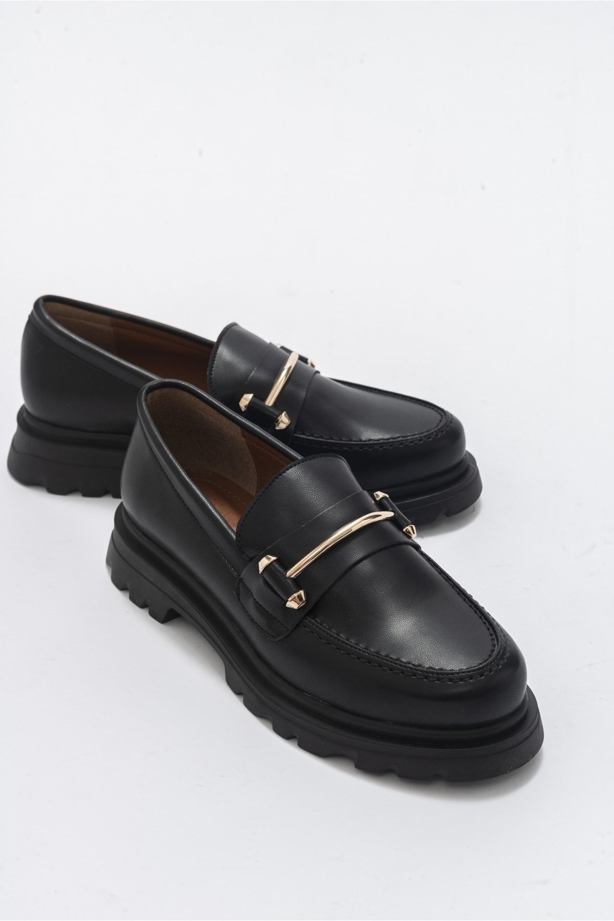 luvishoes Dual Siyah Cilt Kadın Oxford Ayakkabı