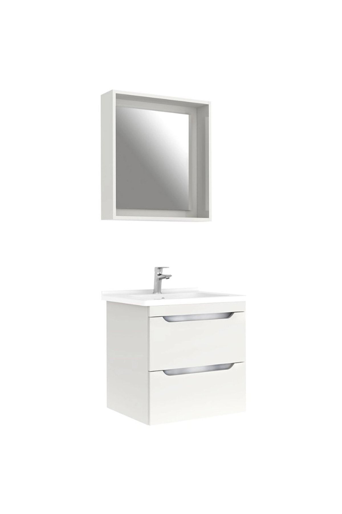 KALE Casilla 65 Cm Satin Gri Banyo Dolabı Takımı (aydınlatmalı Ayna)
