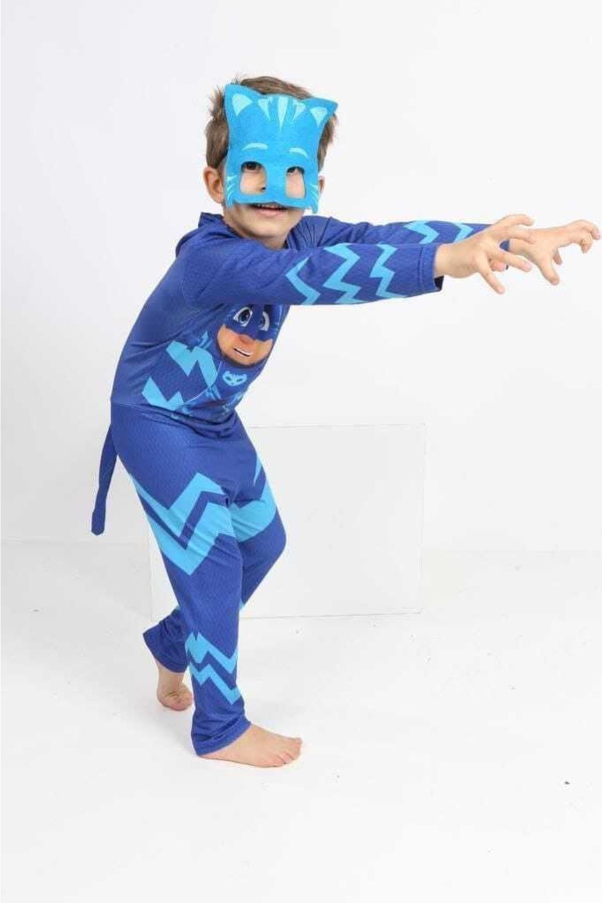 Tpm Pjmask Pijamaskeliler Kedi Çocuk Kostüm Mavi