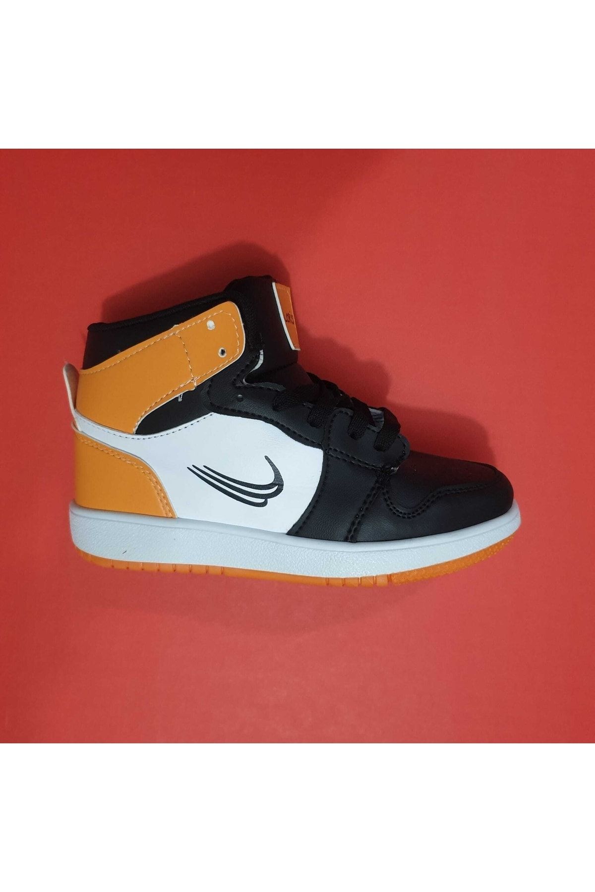 Loris Jordan Unisex Çocuk Boğazlı Spor Ayakkabı Bilekli Sneaker Siyah-oranj Uzun Boğazlı Spor
