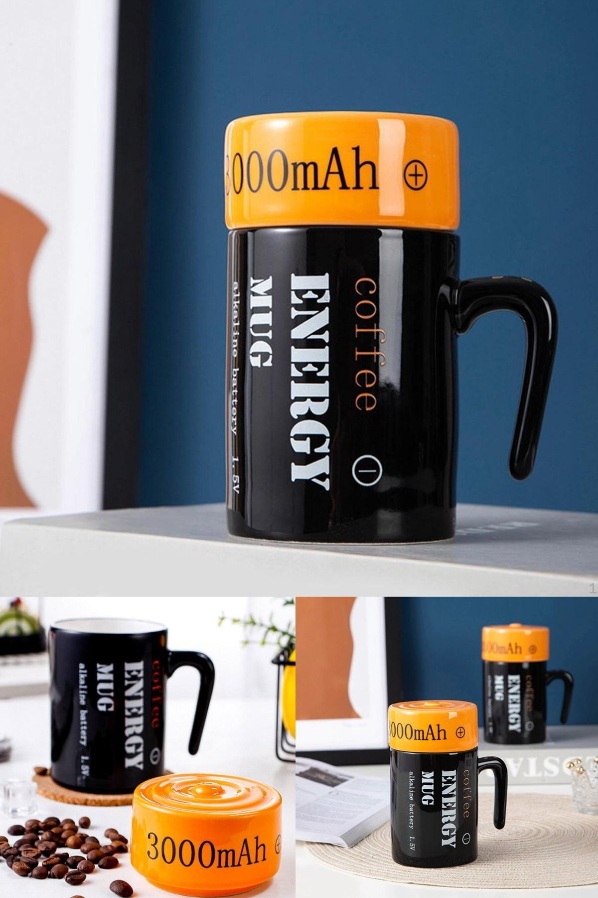 Midday Kahve Keyfinizi Arttıracak Pil Batarya Tasarım 350 Kapasite Dekoratif Dayanıklı Pil Mug Kupa Bardak