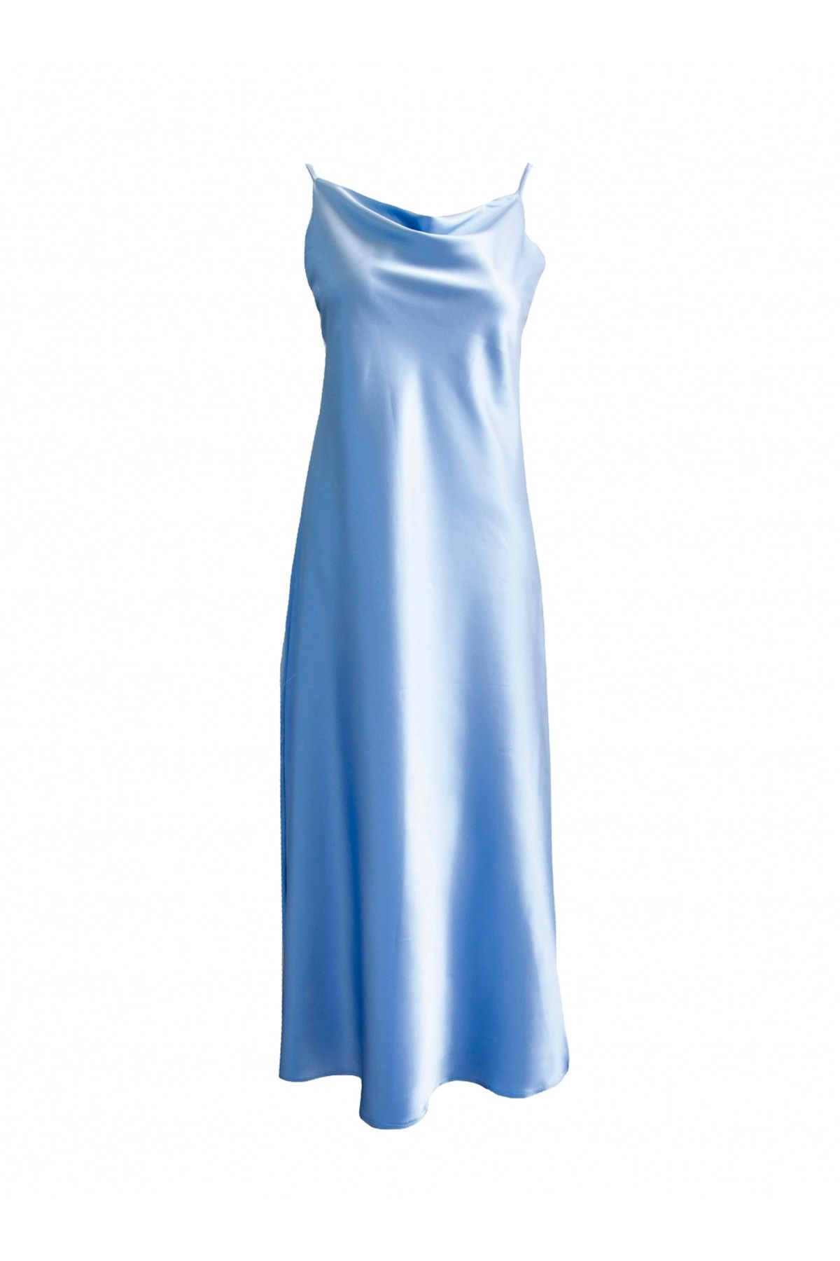 Mita Concept Mavi Degaje Yaka Elbise