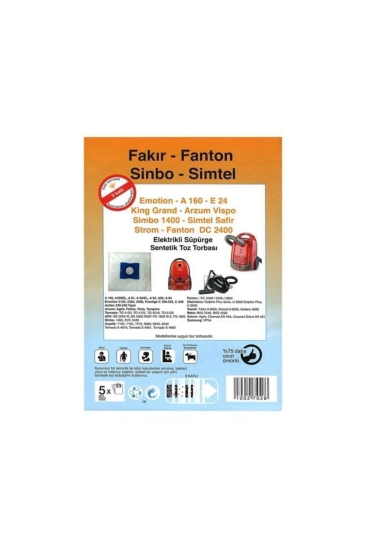 abnturk Özel Üretim 10 Adet Fanton: Dc 2400/2500/2800 Süpürge Toz Torbası Toz Salımı 0- 3 Kat Elyaf