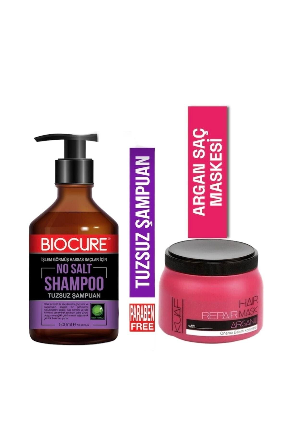 Biocure Tuzsuz Arındırıcı Saç Bakım Şampuanı 500ml Argan Saç Maskesi