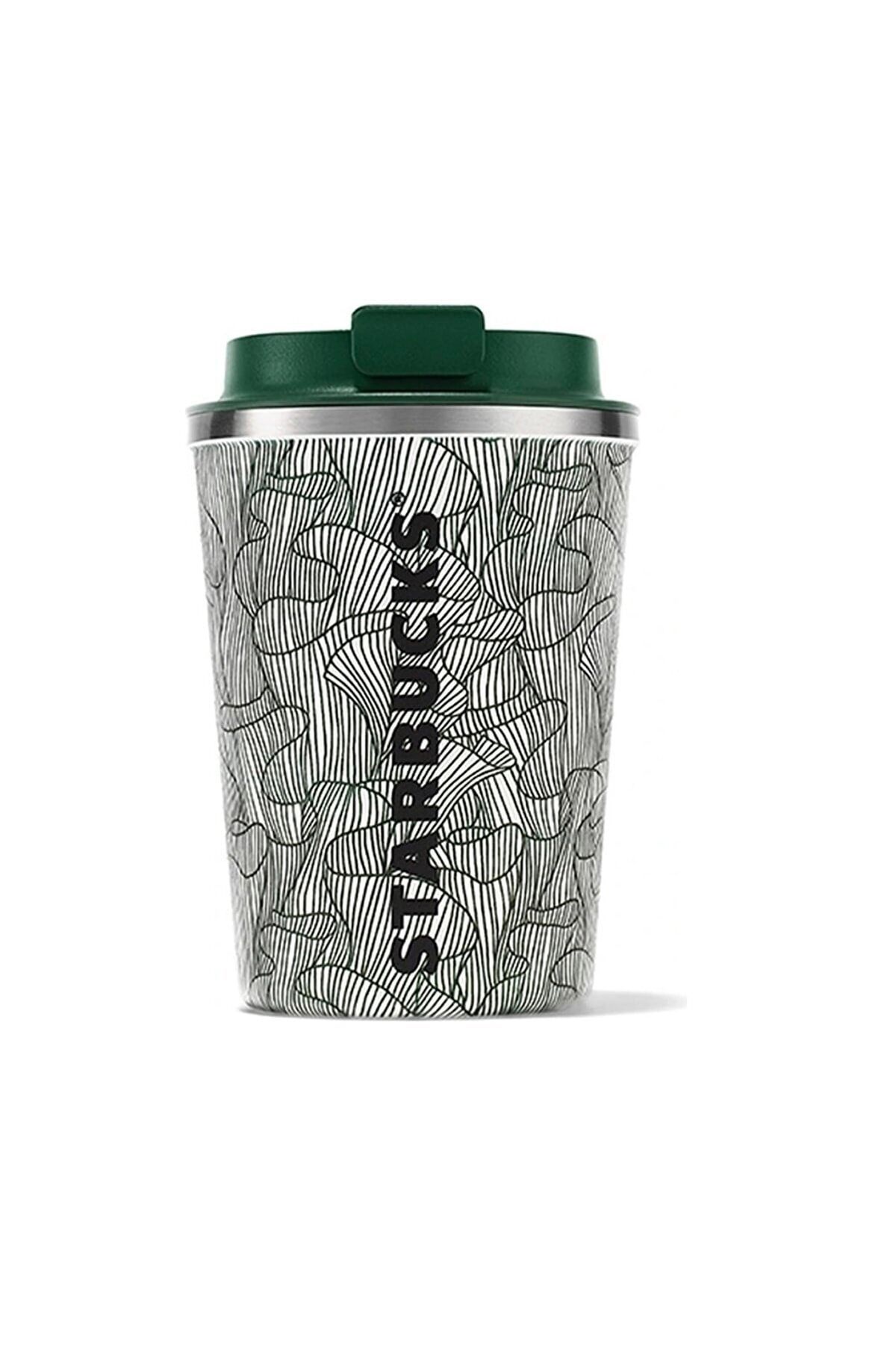 Starbucks ® Yeşil Beyaz Desenli Çelik Termos Bardak 355 Ml