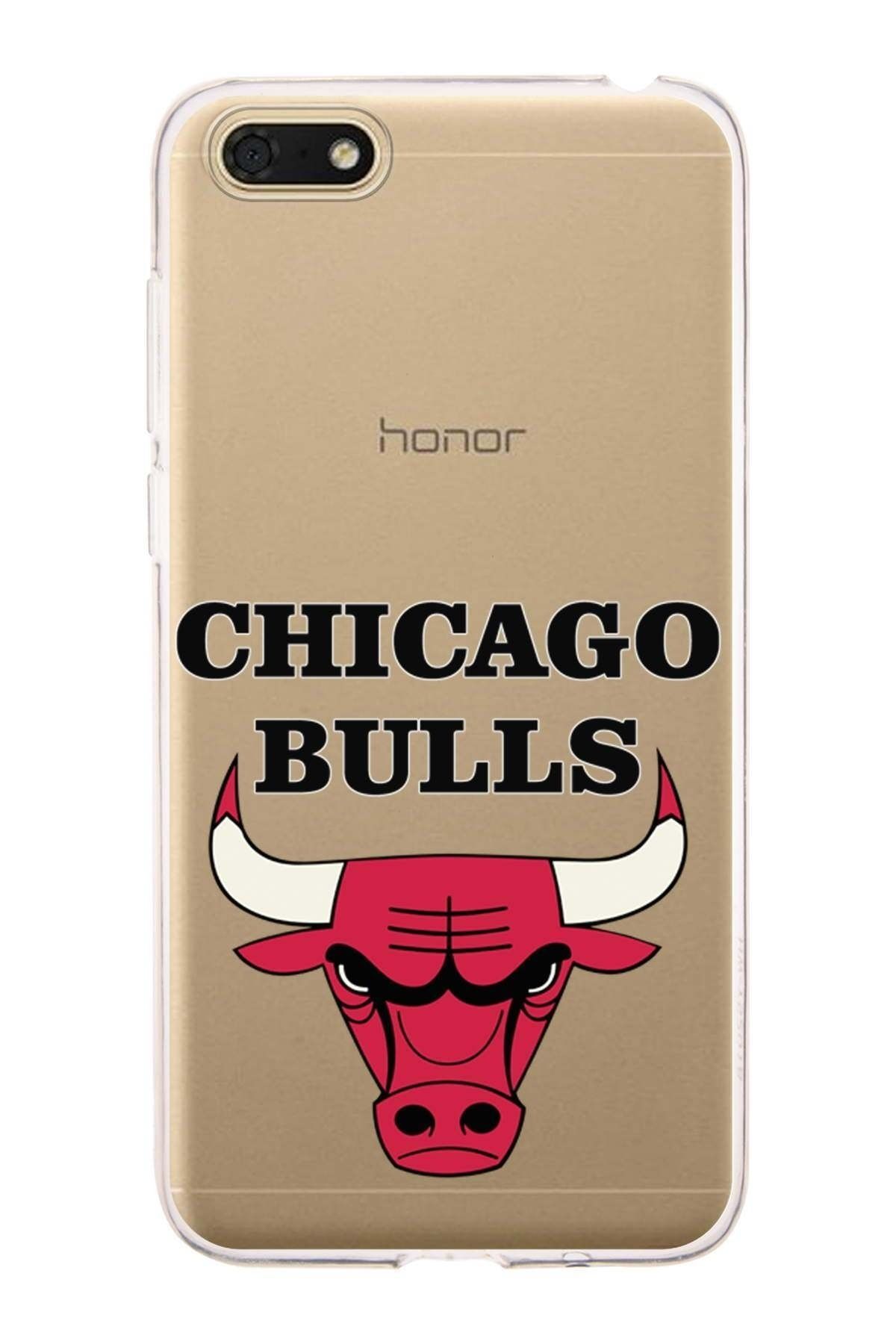 PrintiFy Huawei Honor 7s Uyumlu Kapak Chicago Bulls Tasarımlı Şeffaf Silikon Kılıf