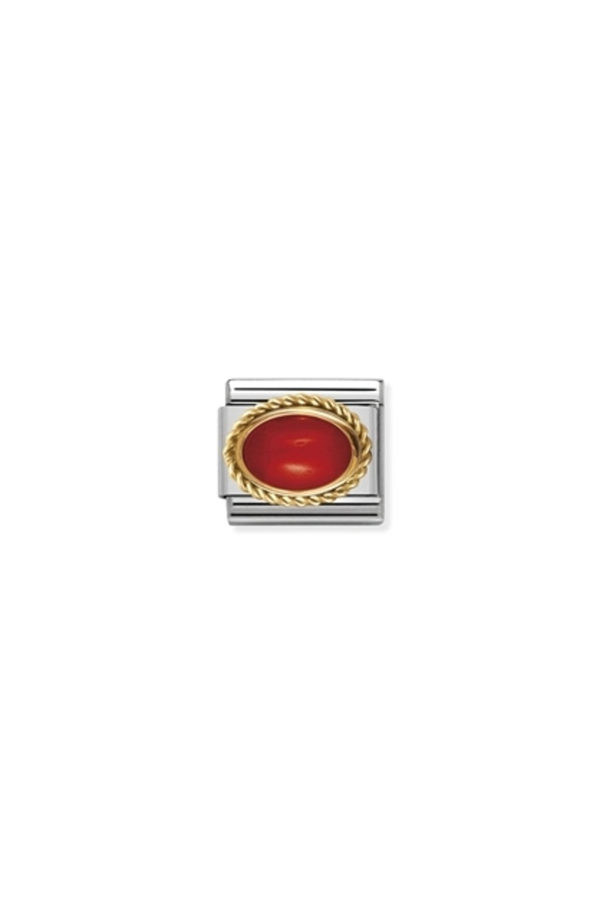 NOMİNATİON Composable Classic Hard Stones In Stainless Steel With 18k Gold Setting And Detail 11_ Red Coral