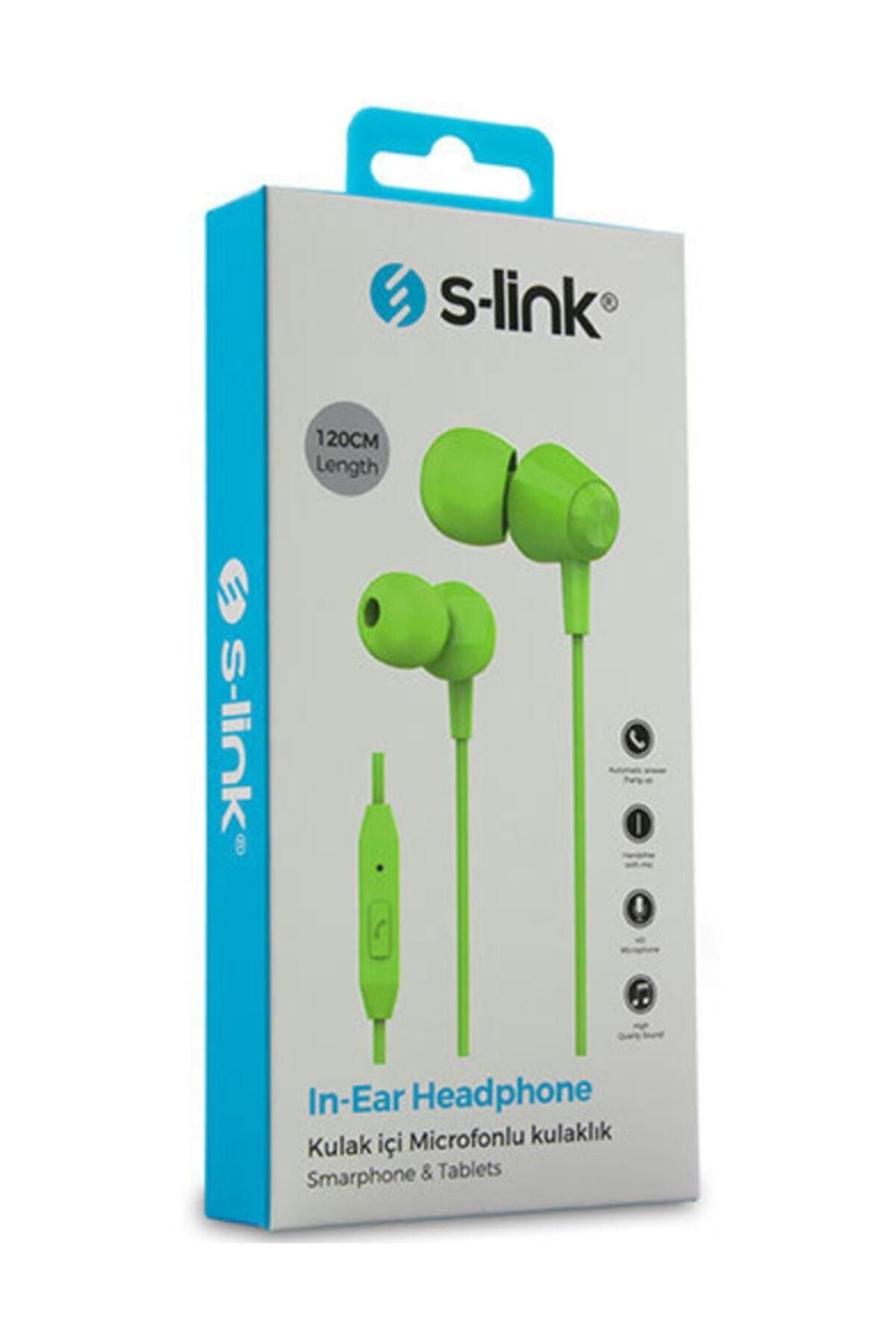 S-Link Sl-ku160 Mobil Telefon Uyumlu Yeşil Kulak Içi Mikrofonlu Kulaklık