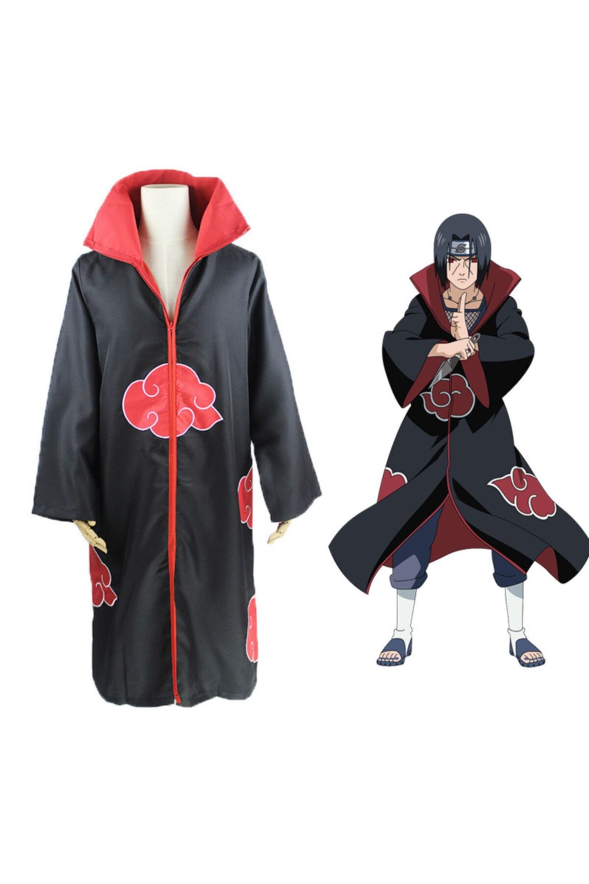 Köstebek Naruto Uchiha Itachi Cosplay Kostüm Pelerin Akatsuki Ninja Rüzgar Ceketi
