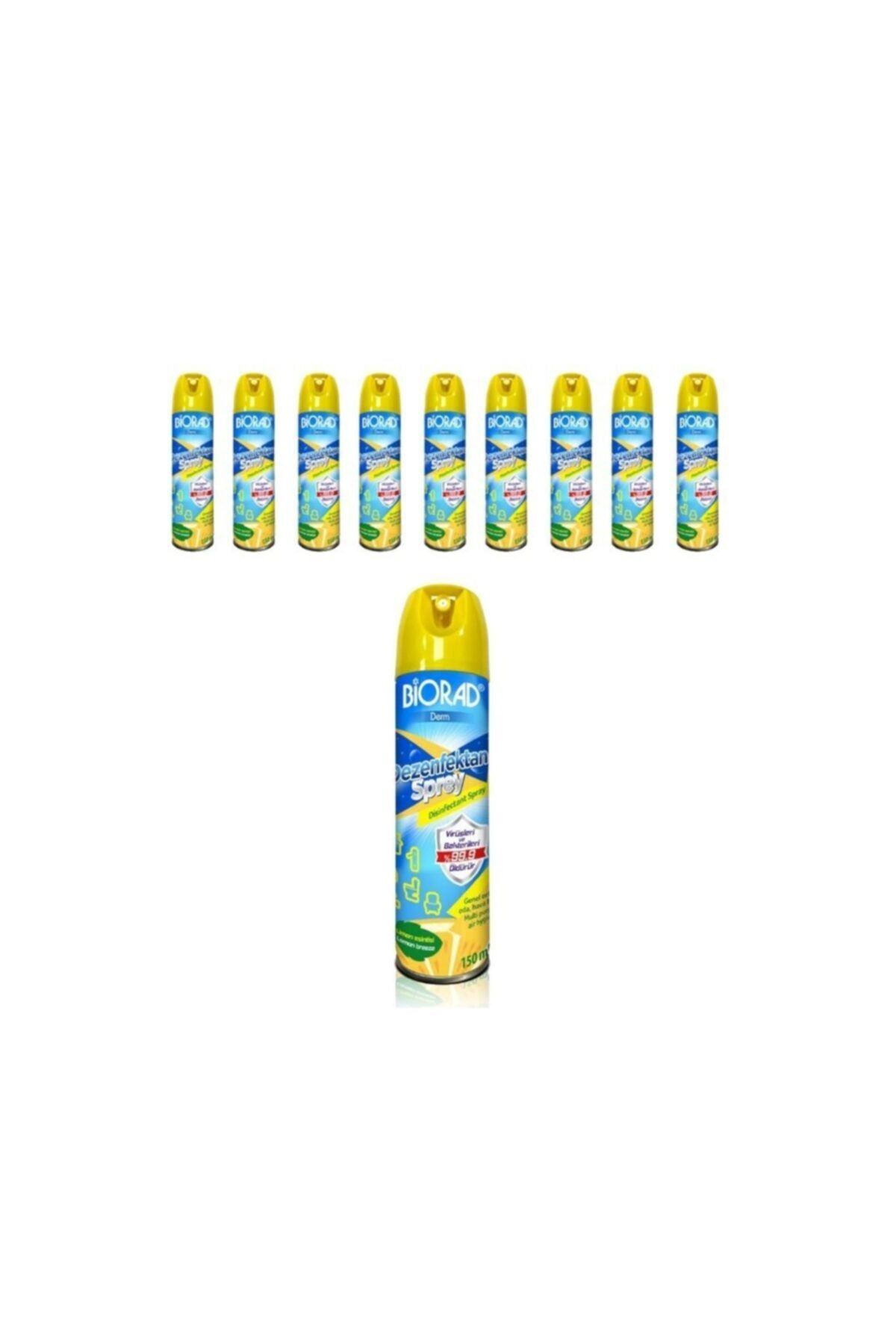BİORAD Derm Limon Parfümlü Aerosol Oda Kokusu Ve Ortam Dezenfektanı 150 ml 10 Adet