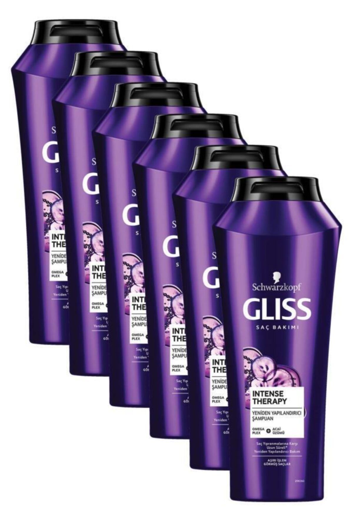 Gliss Intense Therapy Yeniden Yapılandırıcı Şampuan - Omega Plex Ve Acai Üzümü Ile 500 ml X 6 Adet