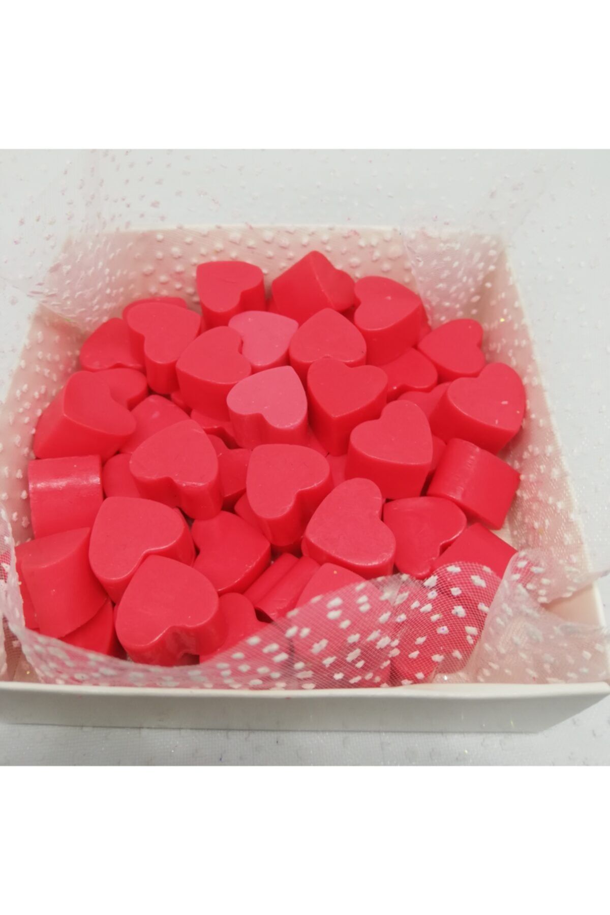 Dolce Sabun - Kokulu Süs Sabunu - Kalp 55 Adet 1 Cm Kırmızı